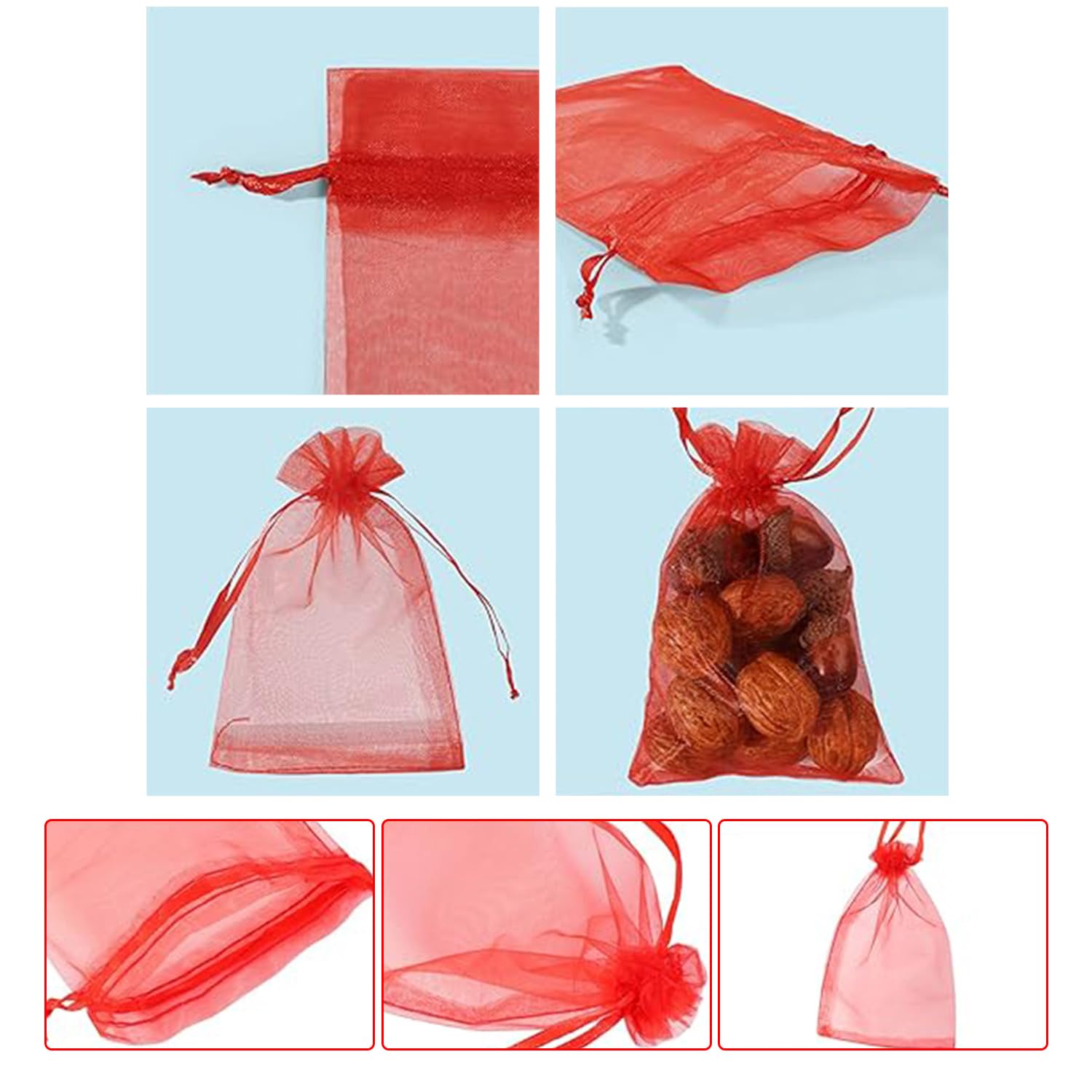 Sacchetti Rossi Sacchetti Regalo In Organza Con Coulisse - 50 Pezzi 15x20 Cm, Per Bomboniere, Gioielli, Caramelle Sacchetti Organza Gialli