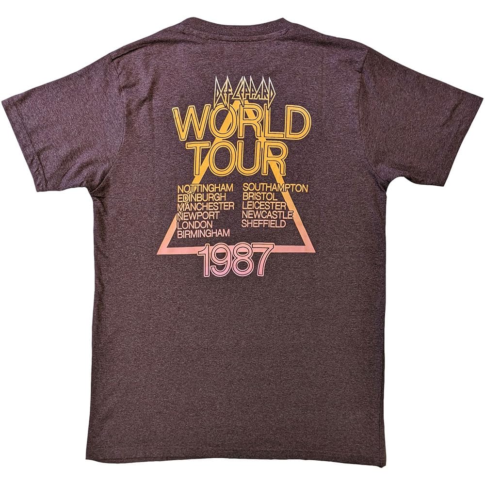Def Leppard T Shirt Hysteria World Tour Band Logo Official Unisex Brown XXL