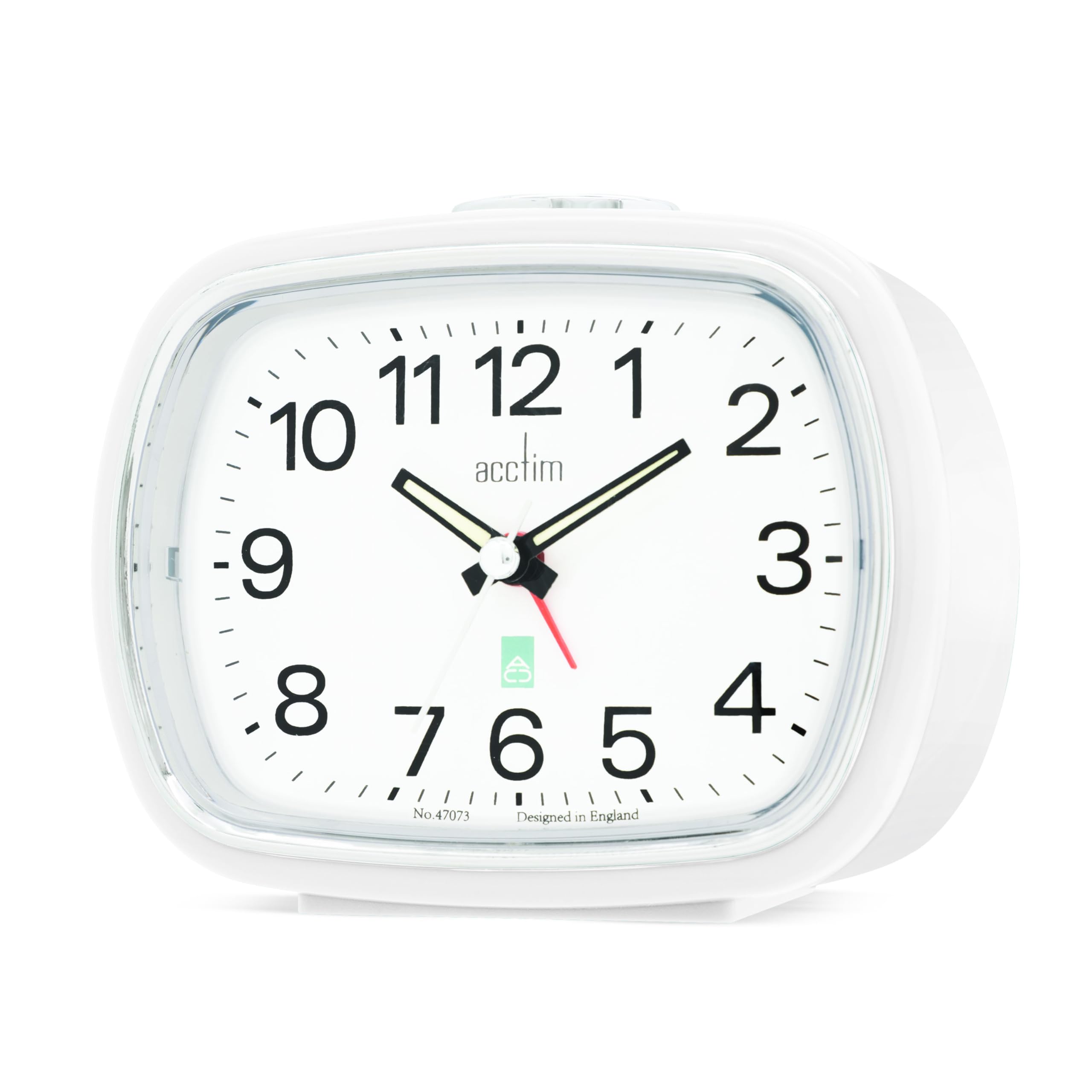 Acctim White Camille Analogue Alarm Clock Quartz Luminous Hands Chrome Bezel (White)