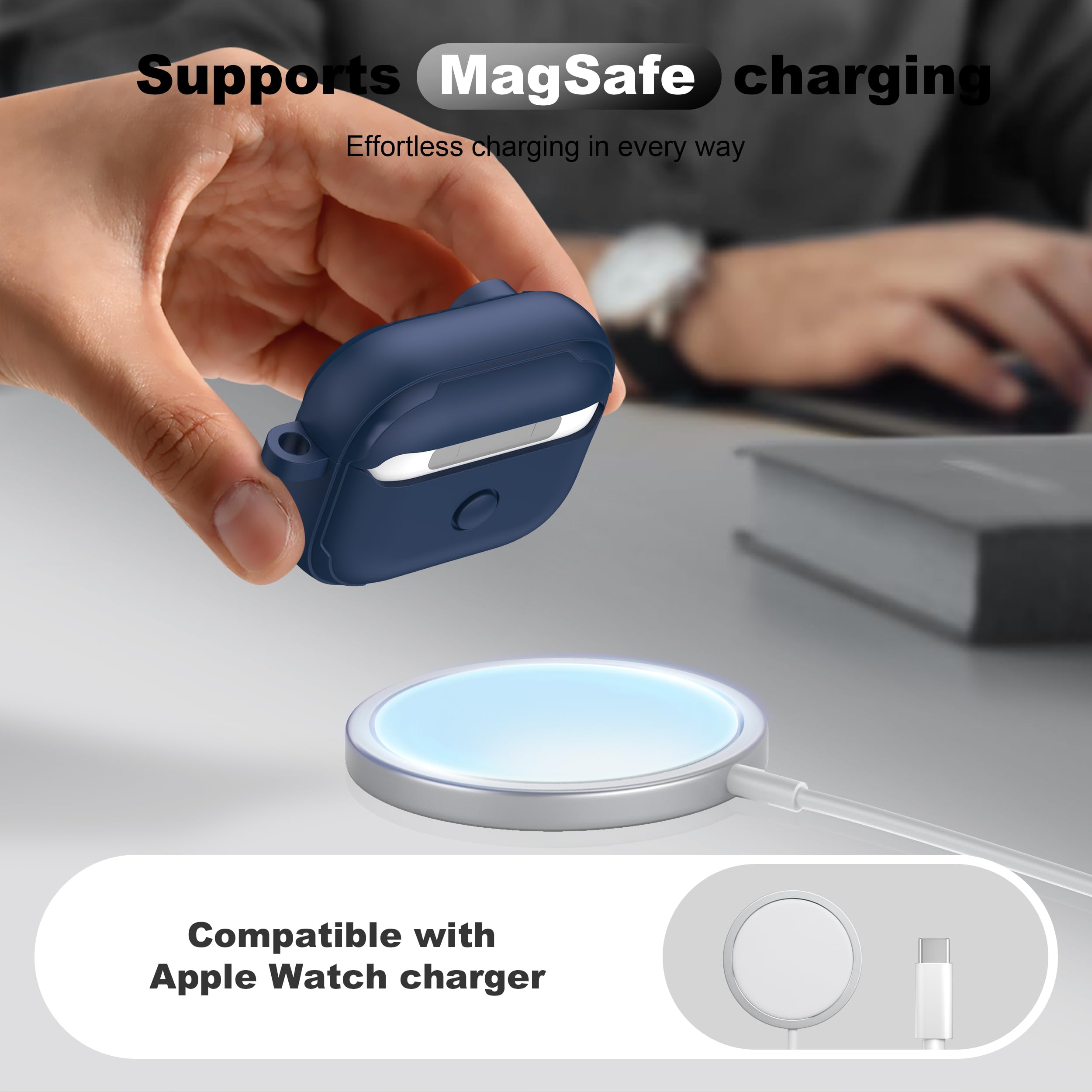 RFUNGUANGO Compatible with AirPods 3 Case, Anti-Fall Lock Design, Powerful Drop Protection, Personalized Hollow Style Compatible with AirPods 3rd Generation Charging Case(2021),Hole Blue — view 4