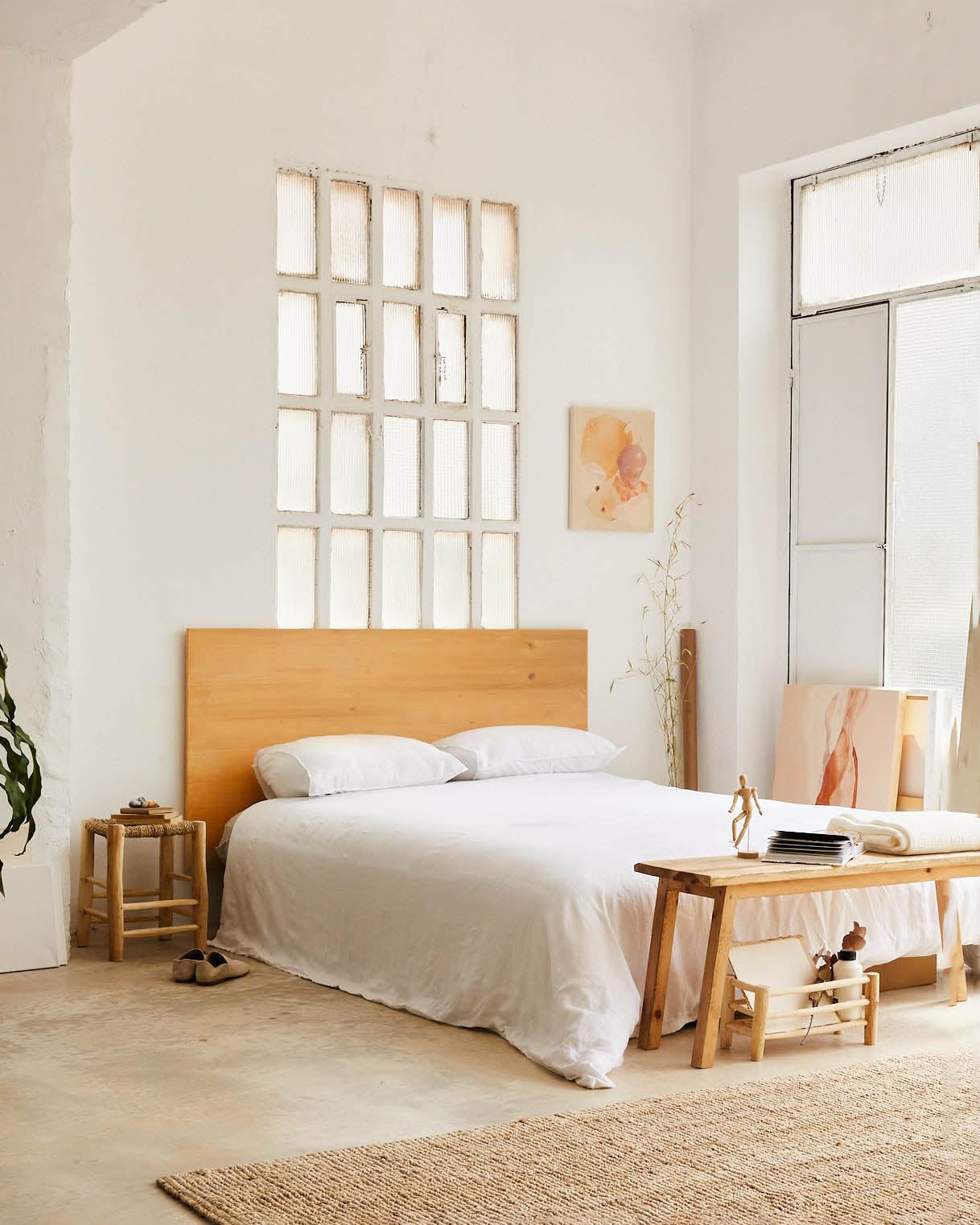 HANNUN - Cabecero de Cama Nala de Madera Artesanal | Madera de Abeto Macizo | Cabecero de Cama Rústico | Cama 150 o Queen Size | Color Natural