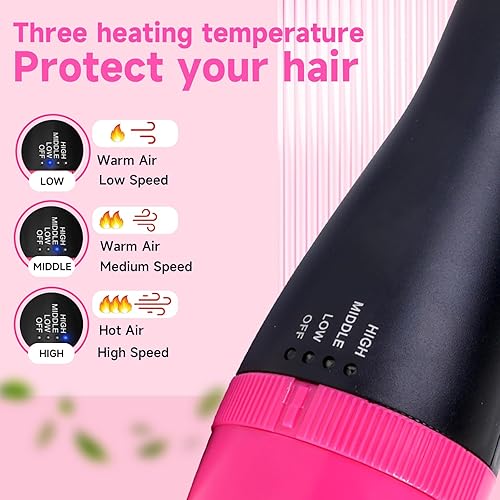 Miniatura 2 de Cepillo secador de pelo 4 en 1  Cepillo de titanio de cerámica iónica, secadora de aire caliente para soplados sin encrespamiento, voluminizador y