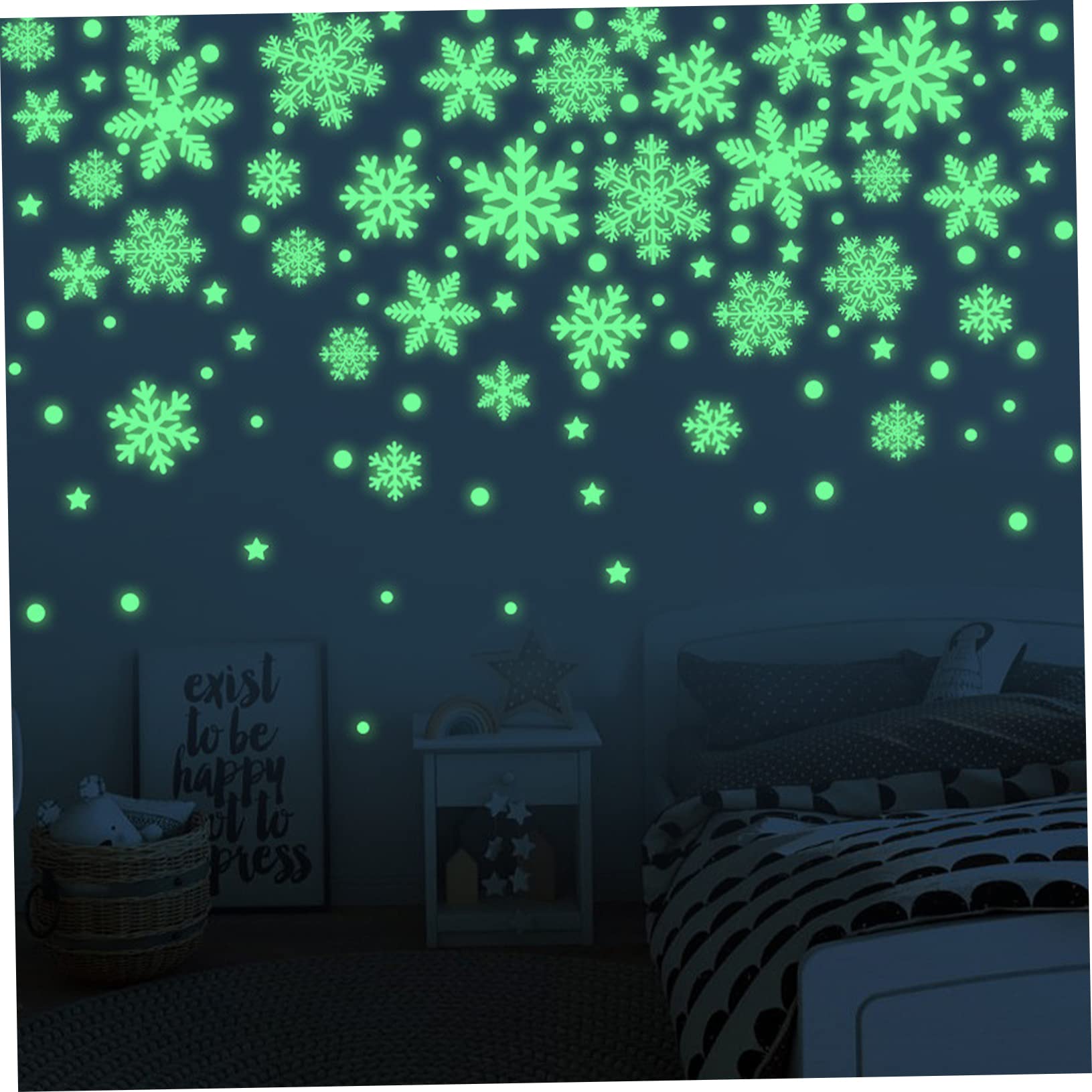minkissy 10blätter Weihnachts Schneeflocken Aufkleber Nachtlicht Deko Sticker Für Festliche Für Und Kinderzimmer