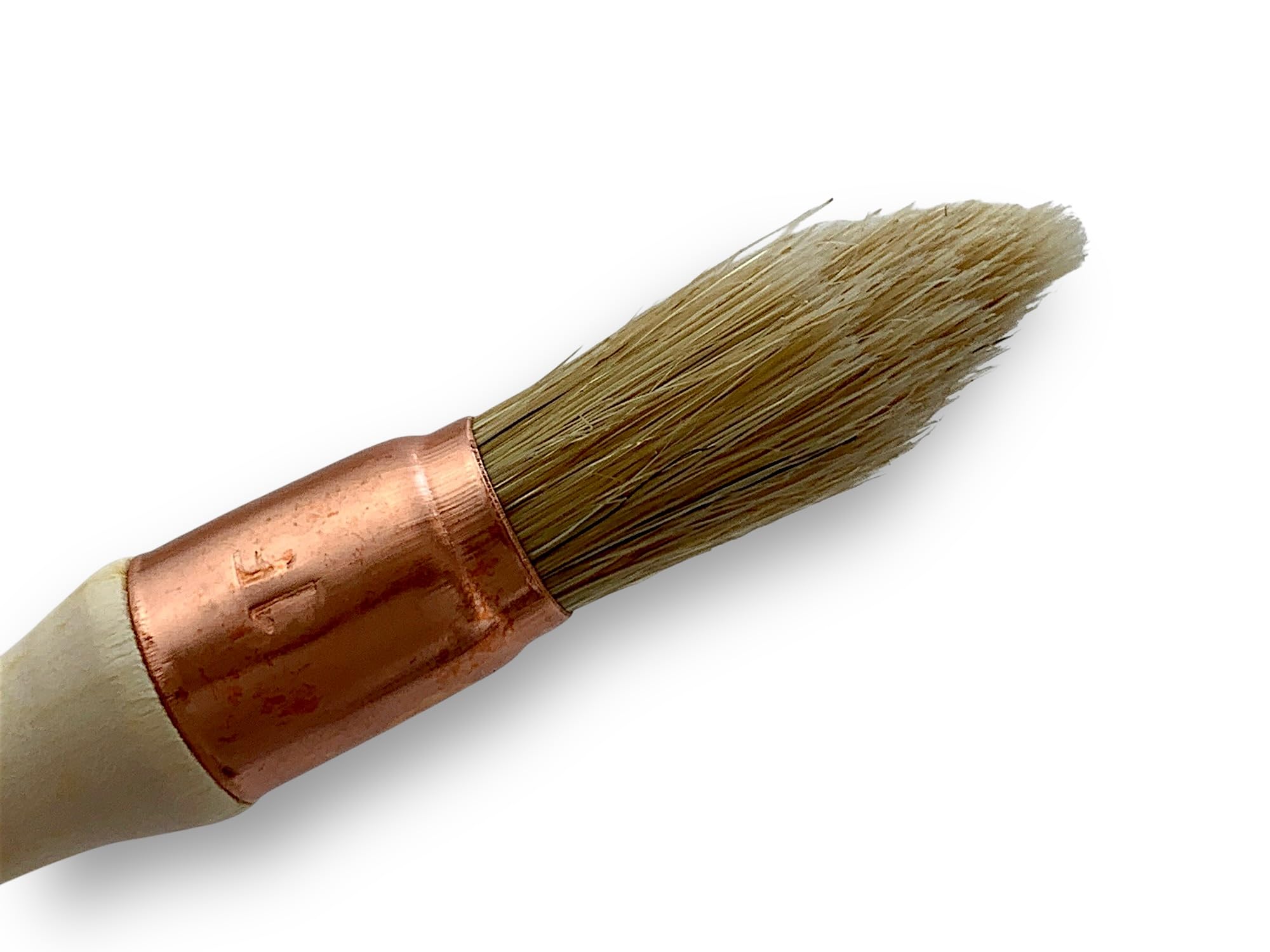 Lot de 24 pinceaux à rechampir | Brosse Ronde Ø15 mm en Soie Blanche | Manche en Bois Brut | Idéal pour Peinture et rénovation de Volets, moulures, plinthes et Angles| Kibros 371D15_30x24