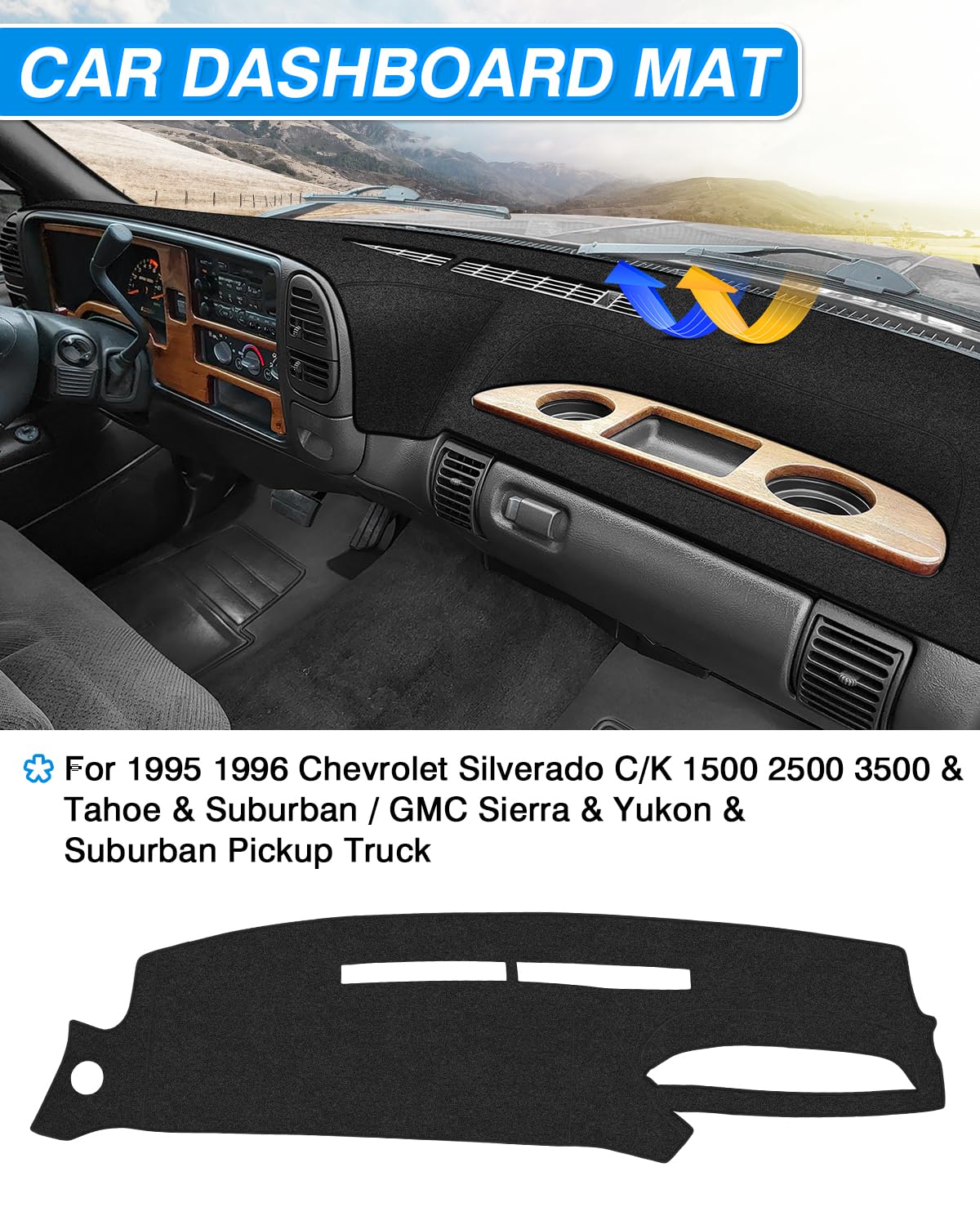Molded Dash Cover Overlay For 1995-1996 C/K1500 Trucks In Dark Navy Blue 26* | EBay