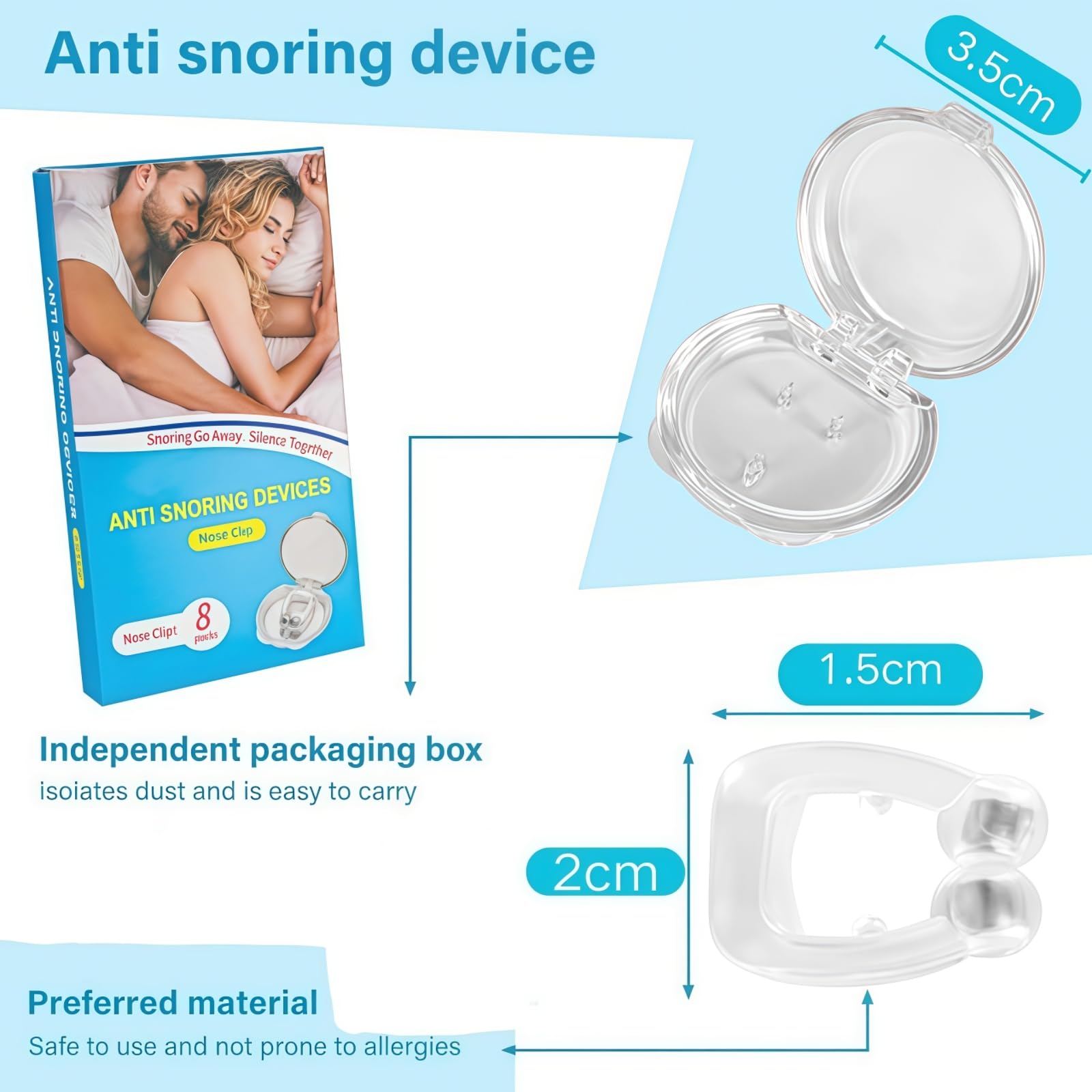 Anti snoring Devices,Effective snoring Solution,Silicone Nose Clip, Breathing Stop snoring,Enjoy a Comfortable and Quieter Sleep,White Medium 8pcs — Amazon image 2