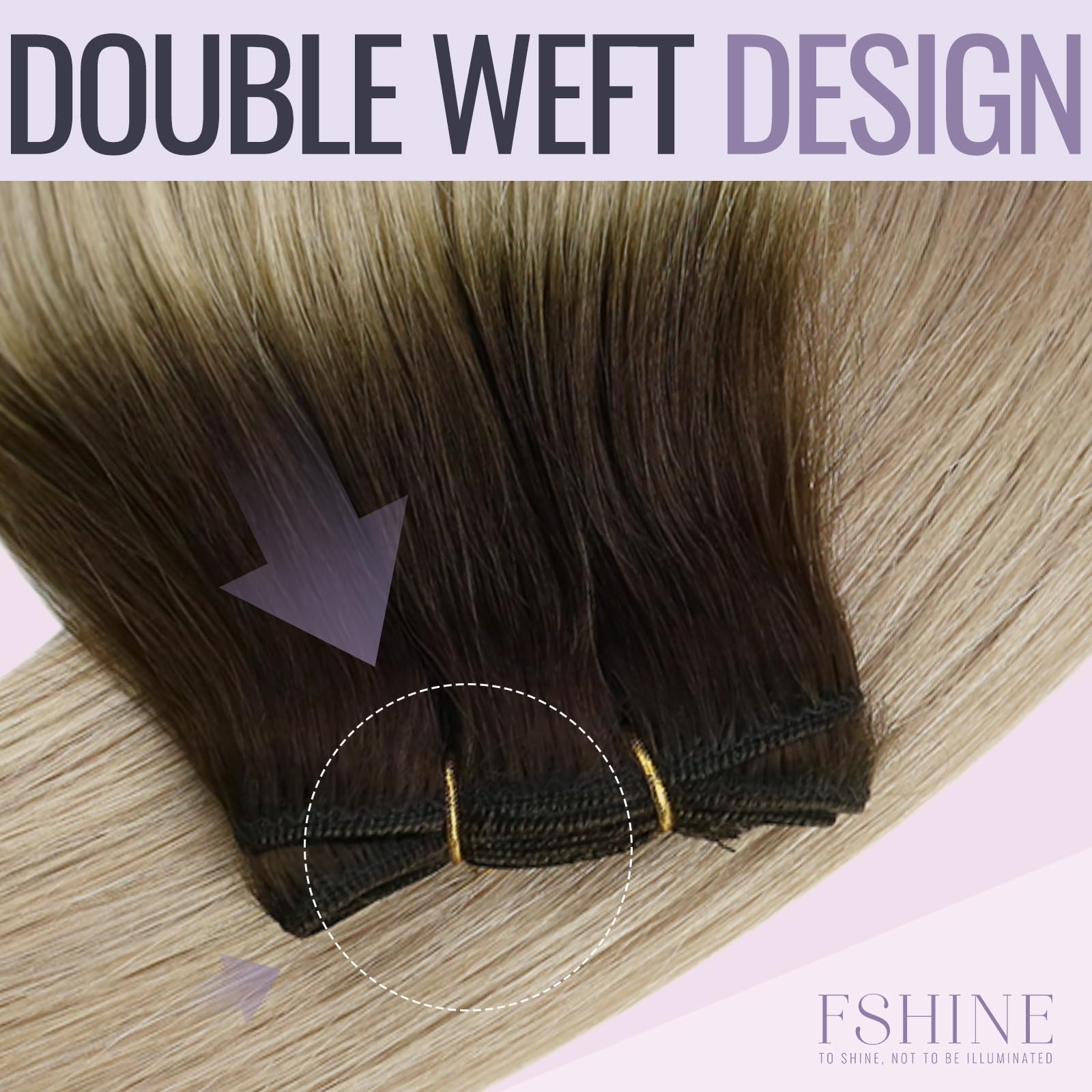 Fshine Extension Tessitura Capelli Veri Castano Scuro Misto A Biondo Cenere Biondo Platino Weft Real Hair Extensions 35cm 100g Extension Matassa Capelli Veri #2/18/60