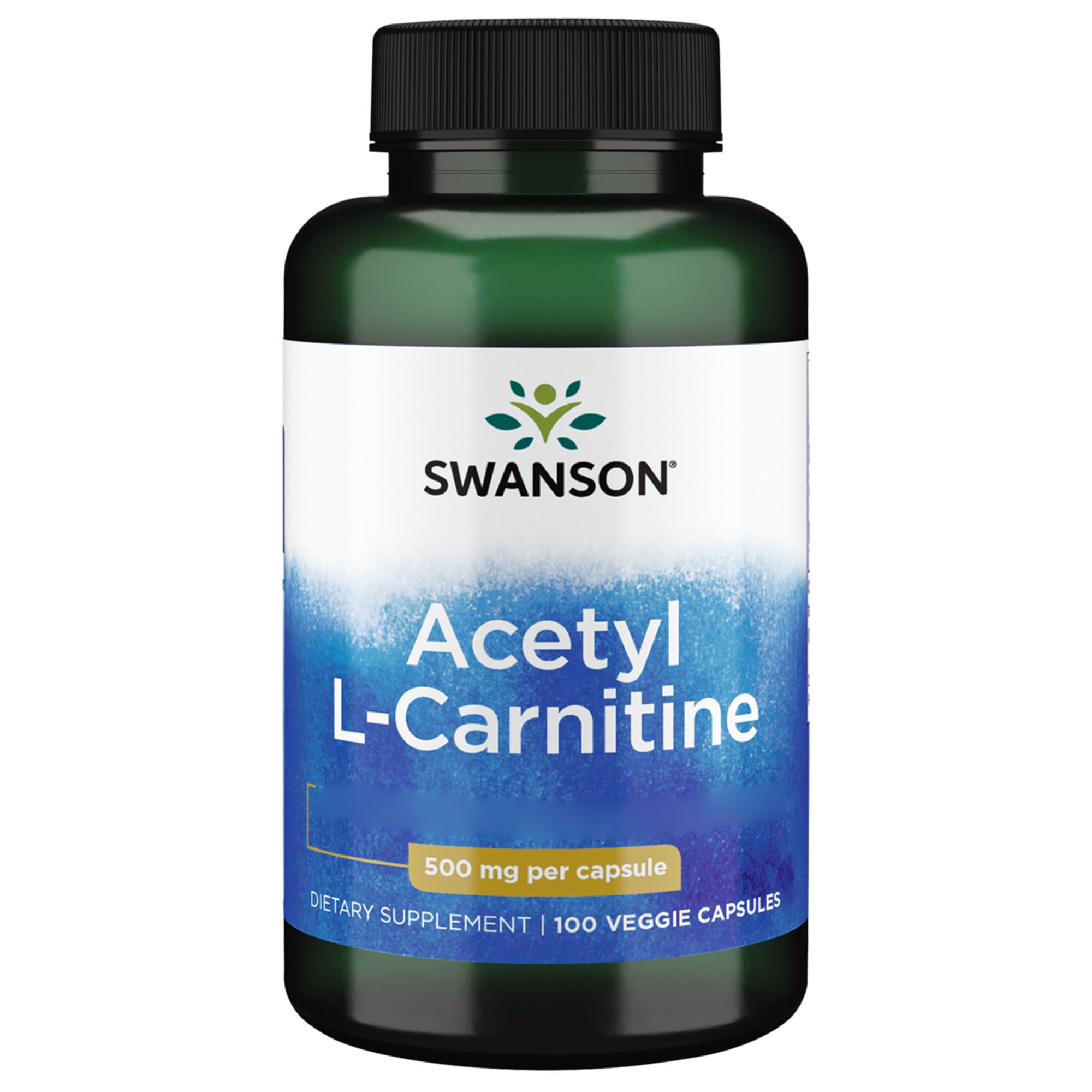 Swanson, Acetyl-L-Carnitine, 100 vegetarische Kapseln, 500mg Acetyl-L-Carnitin je Dosis, Glutenfrei, Sojafrei, GMO frei, Geschmacksneutral