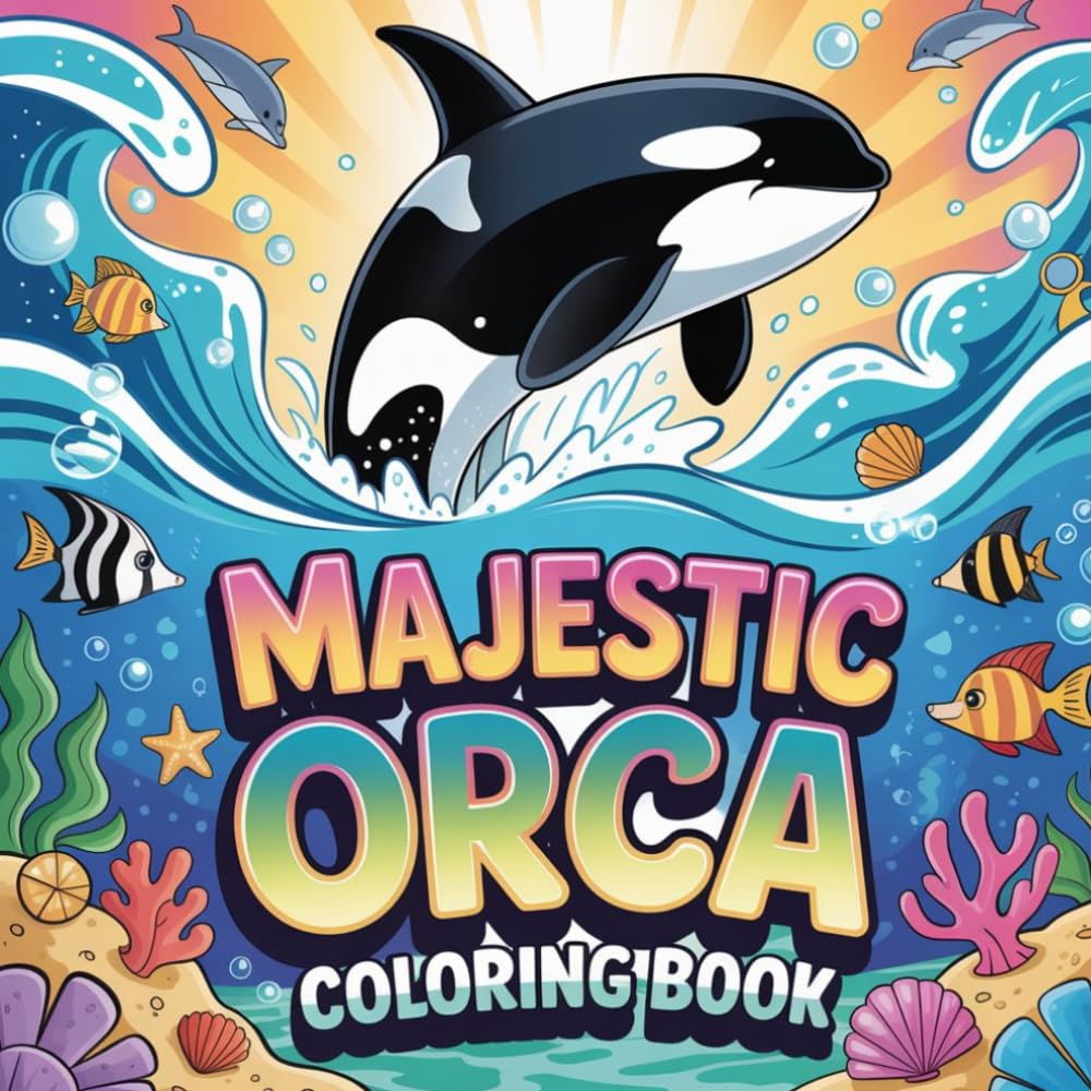 Majestic Ocean Orca Coloring Book: orca whale relaxation women coloring book, orca killer whale stress relief kids book, orca ocean animal focus teens ... marine wildlife relaxation adults color book