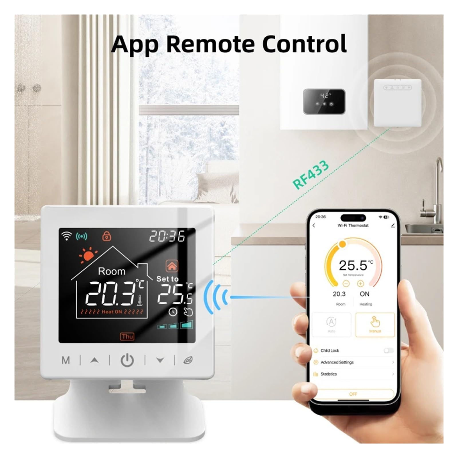Termostato Wifi for casa intelligente RF Caldaia a gas Riscaldamento Controllo remoto programmabile della temperatura ambiente