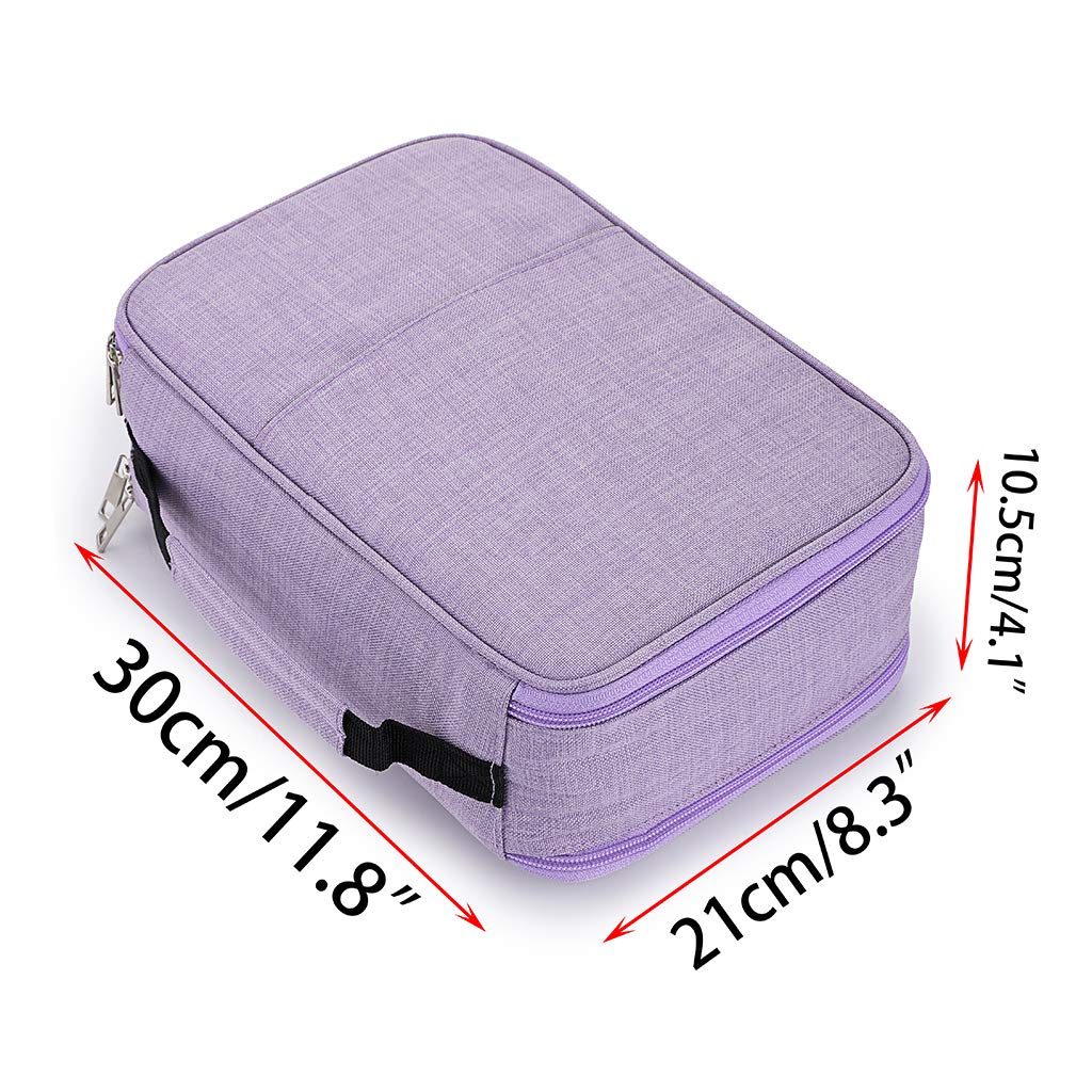 BTSKY Farbiges Federmäppchen mit 300 Fächern, Stifttasche, Organizer, hohe Kapazität, Stiftehalter mit Doppel-Reißverschlüssen, Aquarellstifte und Gelstifte, Violett