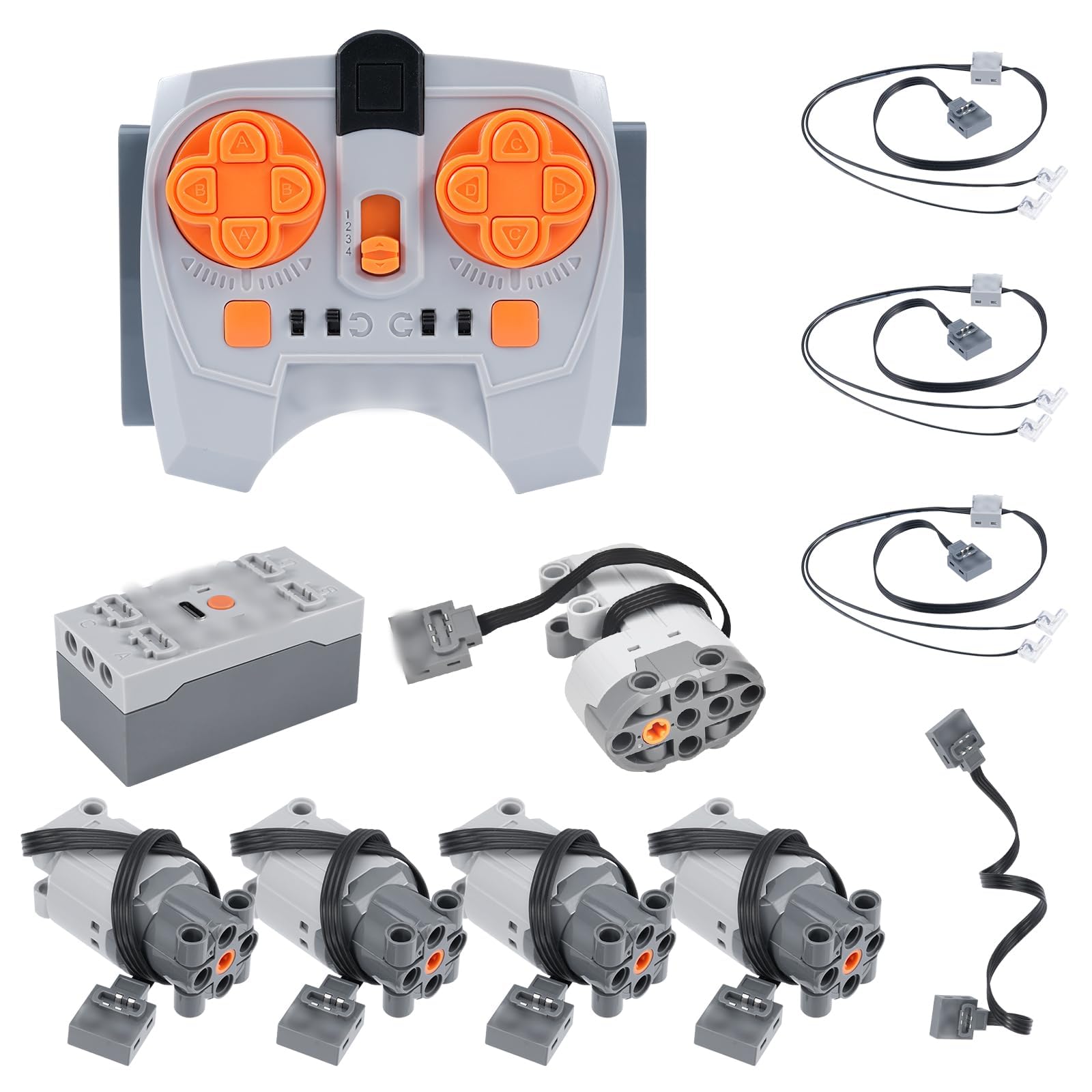 Lot de 11 Servomoteurs Électriques Kit, avec L Moteur, Télécommande 2,4 GHz, Boîtier de Piles, Câble d’Extension, Câble LED, Compatible avec les Multi-Modèles de Blocs de Construction