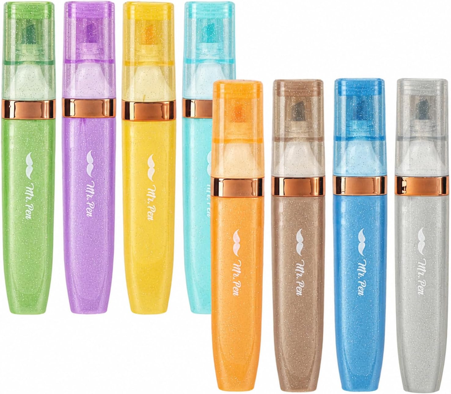- Glitter Highlighters, 8 Pack, Pastel & Metallic Colors