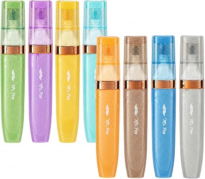 Mr. Pen- Glitter Highlighters, 8 Pack, Candy Pastel, Chisel Tip