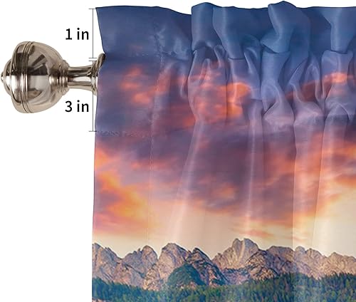 Miniatura 5 de Valance Curtain for Windows,Natural Landscape Scenery Beautiful Dreamy Sundown Sunset Lake Window Treatment Valance for Living Room Decor,Rod Pocket
