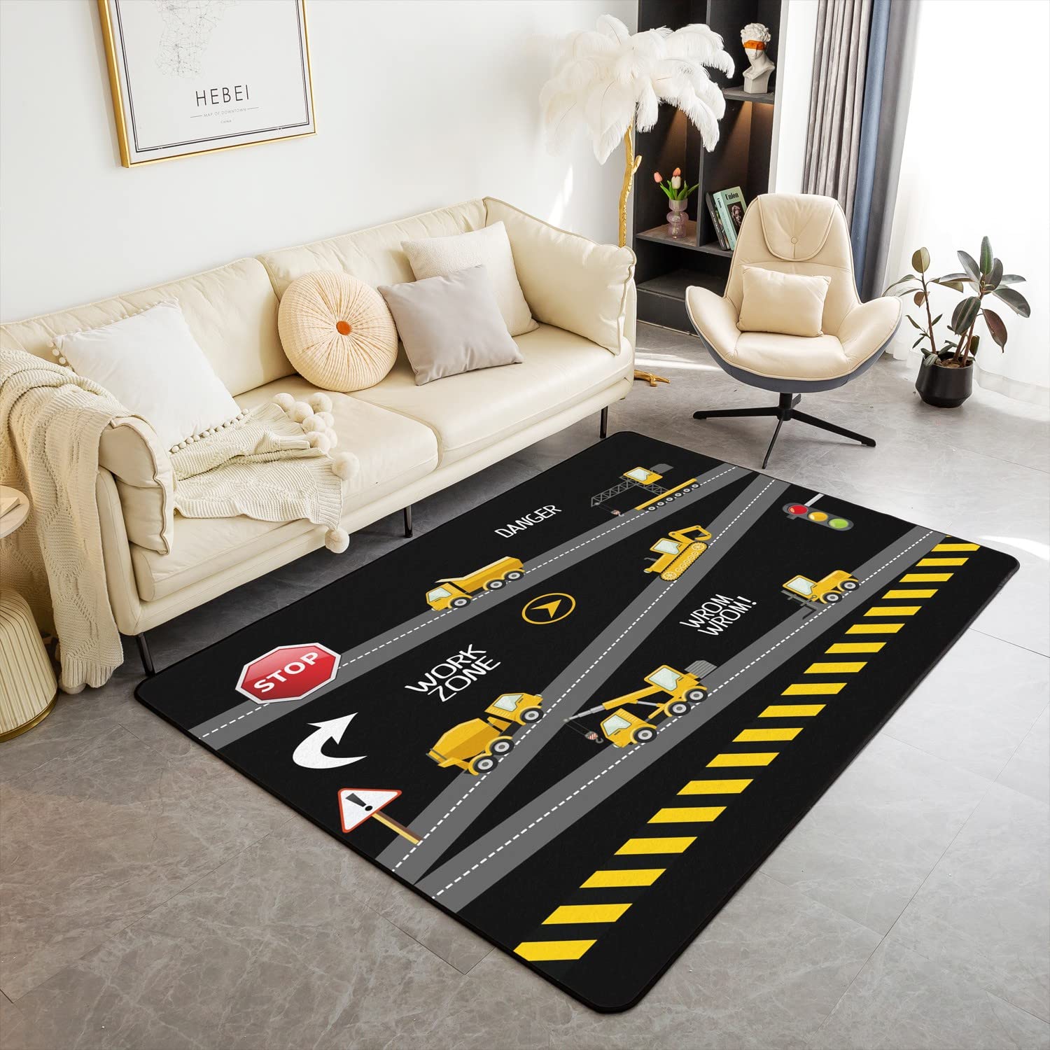 Tapis de sol d'intérieur camions pour s'amuser dans la chambre