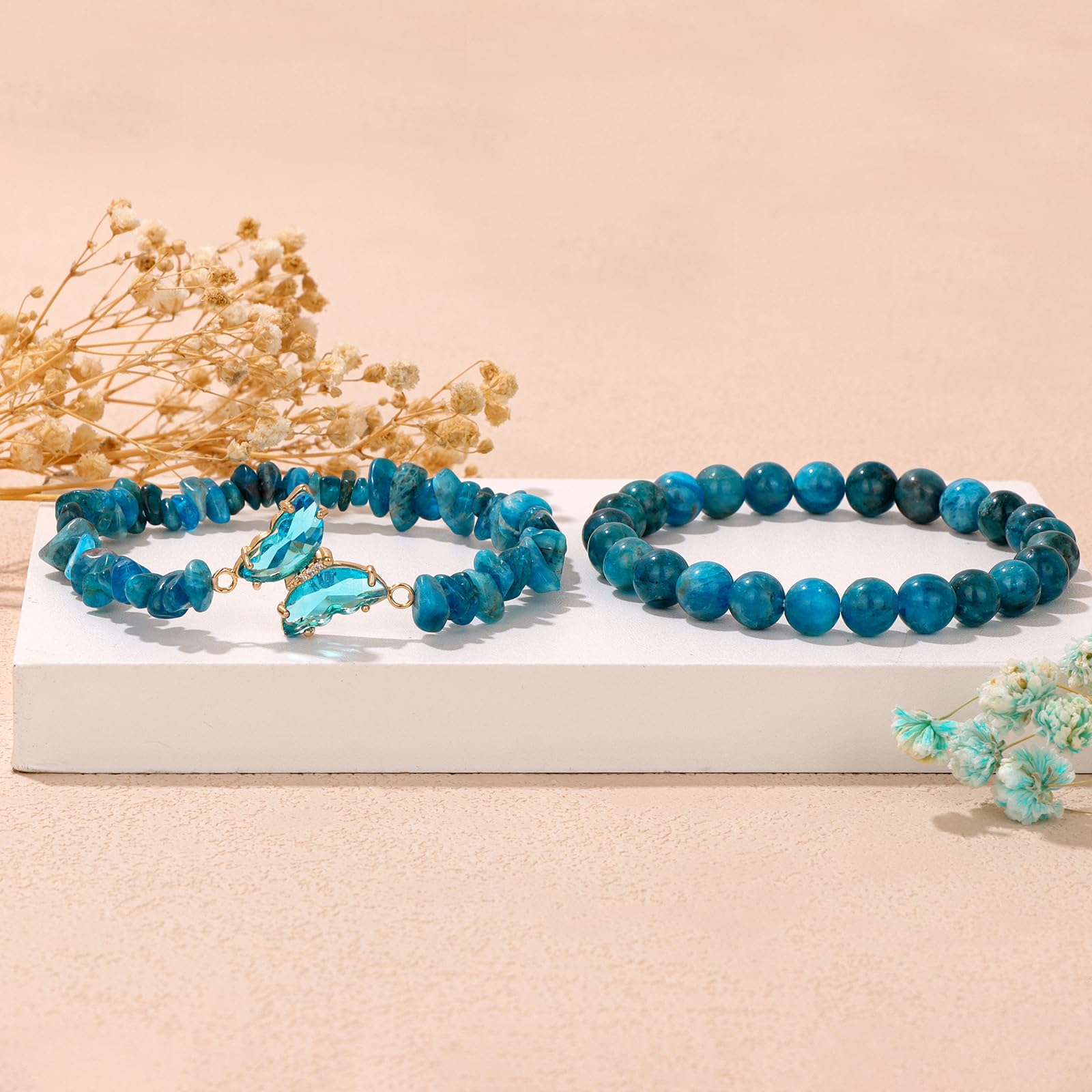 Braccialetto di Ametista per Donna, Braccialetti Anti-ansia con Perline di Ametista, ciondoli a Farfalla, Braccialetti a Strati di Pietre per Donna