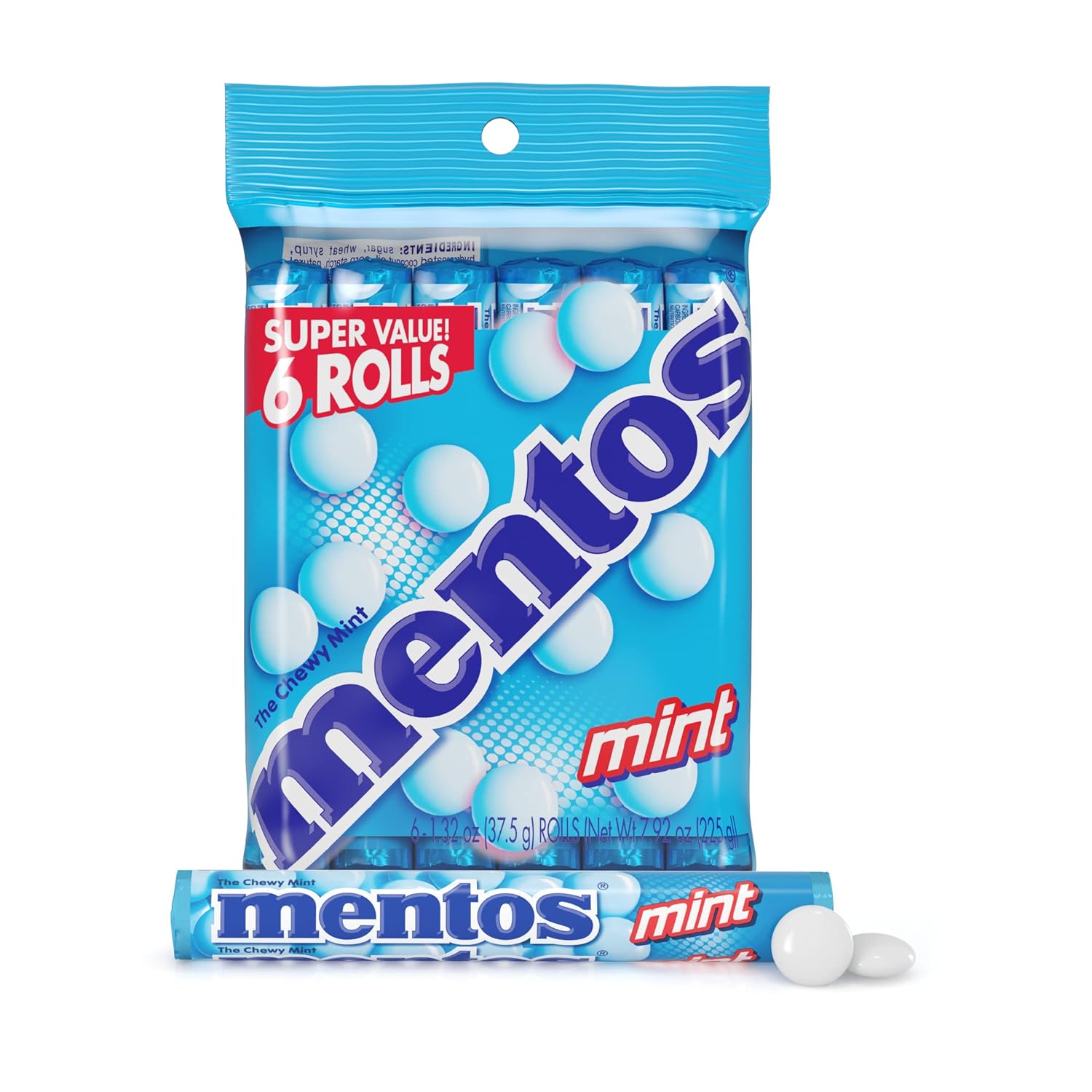 Mentos Chewy Mint Candy Roll, Mint, Bulk, Party, Non