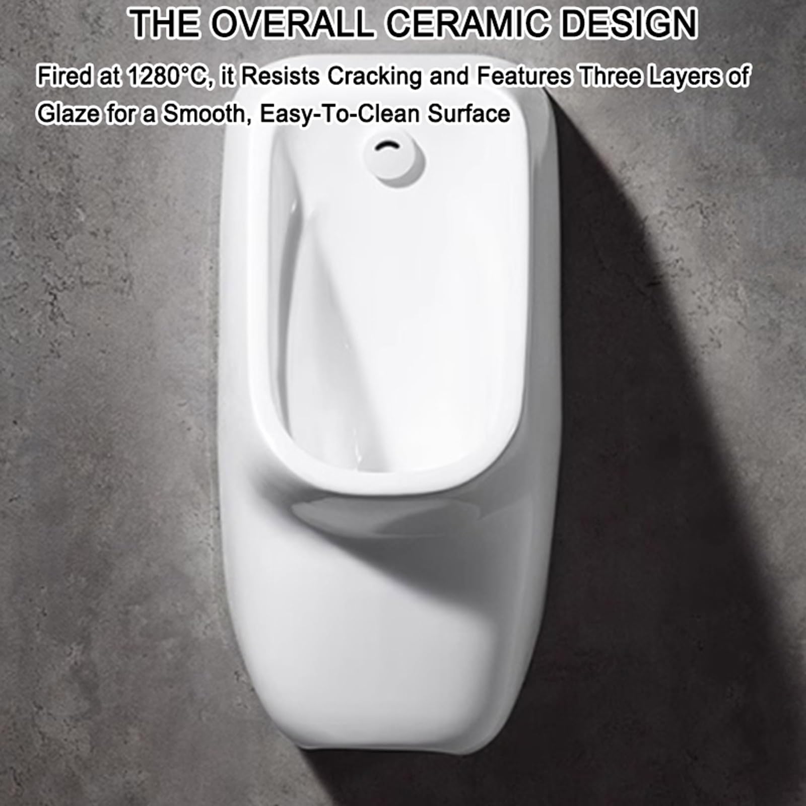 Naścienny męski pisuar – ceramiczny odporny na zalanie, automatyczny czujnik spłukiwania do domowych biur, barów i centrów handlowych, idealny do użytku nocnego, oszczędzający miejsce design