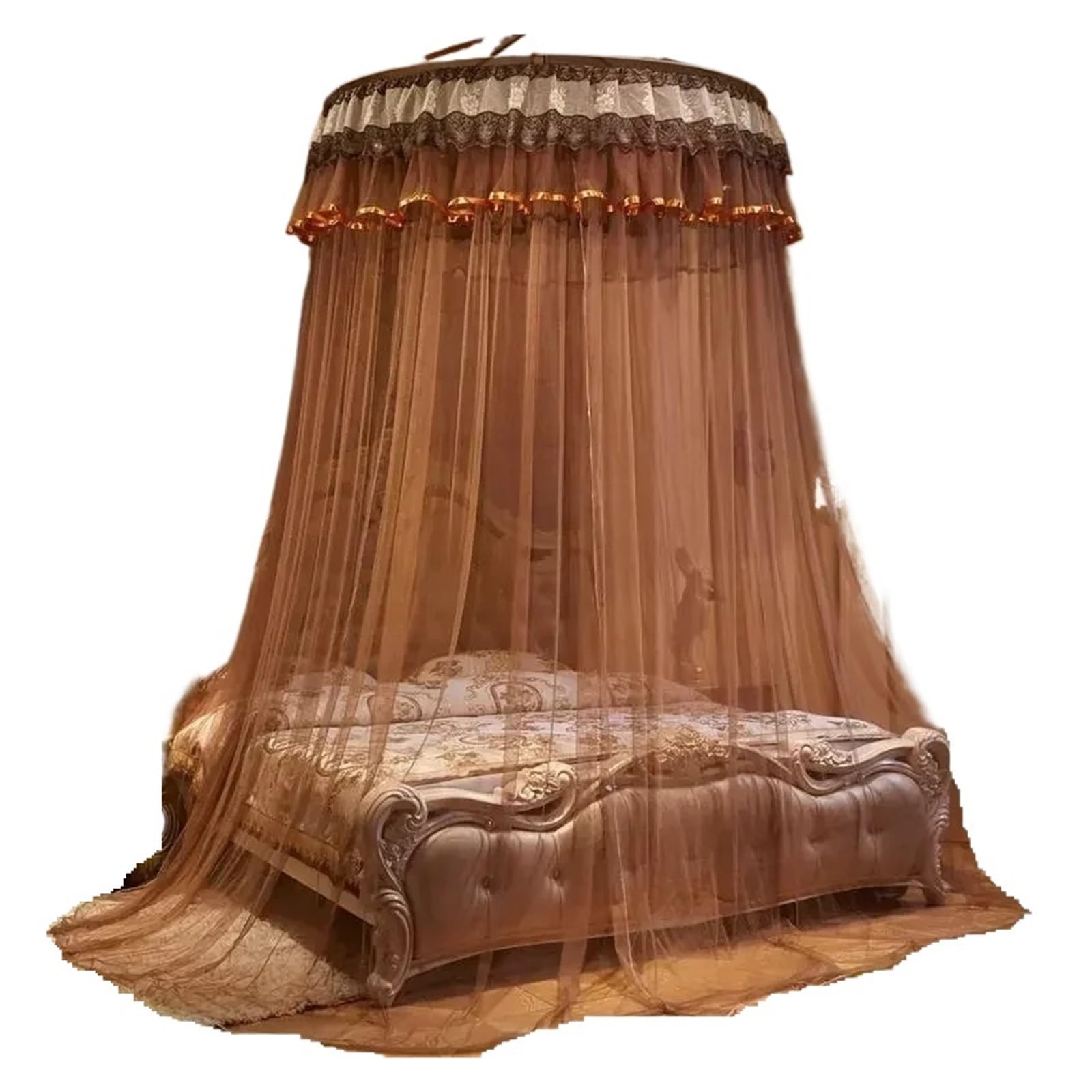 Baldacchino e Zanzariera da Letto Tenda a cupola rotonda romantica con zanzariera a da palazzo 1-2 m(Color 2,1.5m (5 feet) bed)