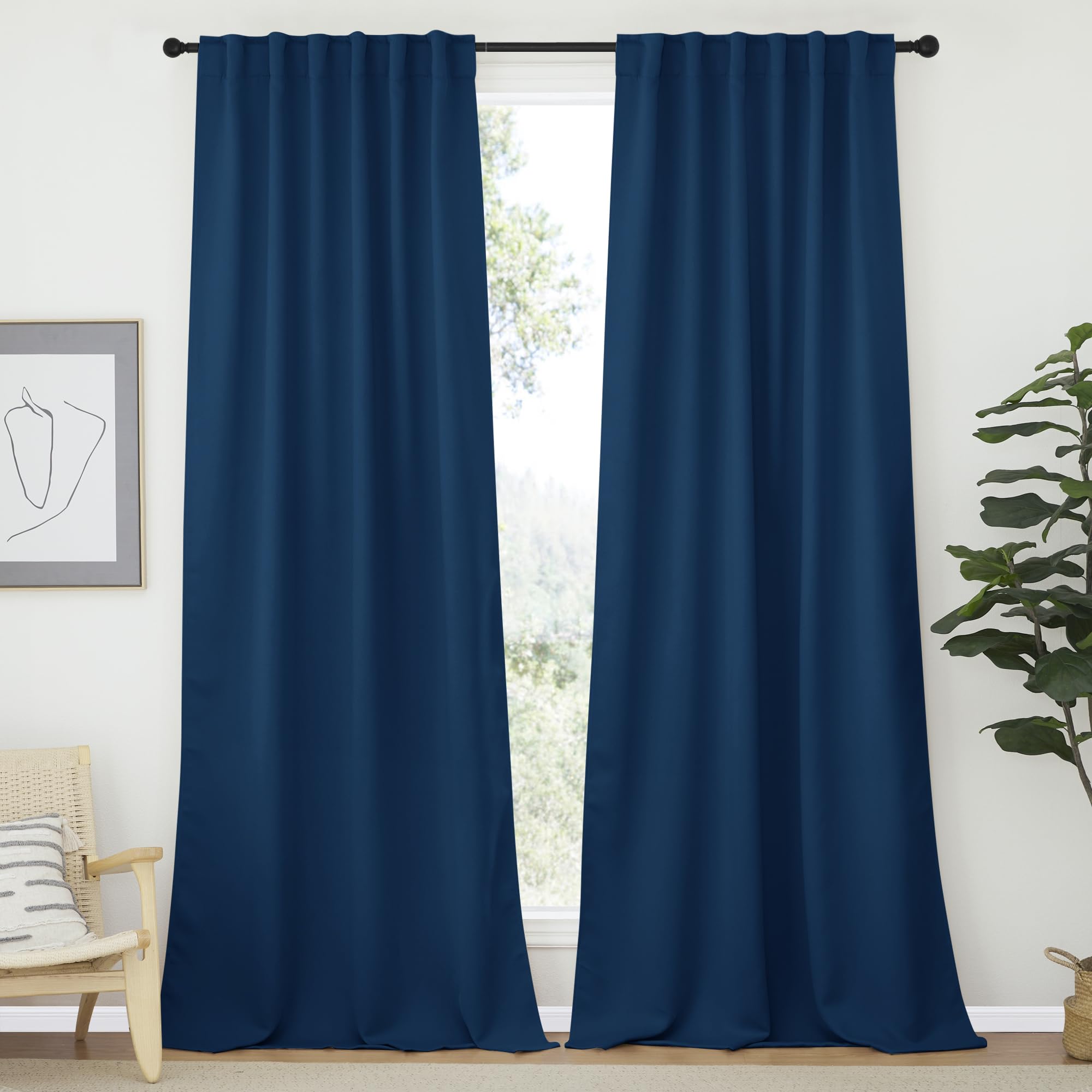 NICETOWN Bedroom Blackout Curtain Panels - (Moroccan Color) 52 x 120 inch, 2 PCs, Insulating Energy Saving Solid Rod Pocket Blackout Drapes for Hall, Villa