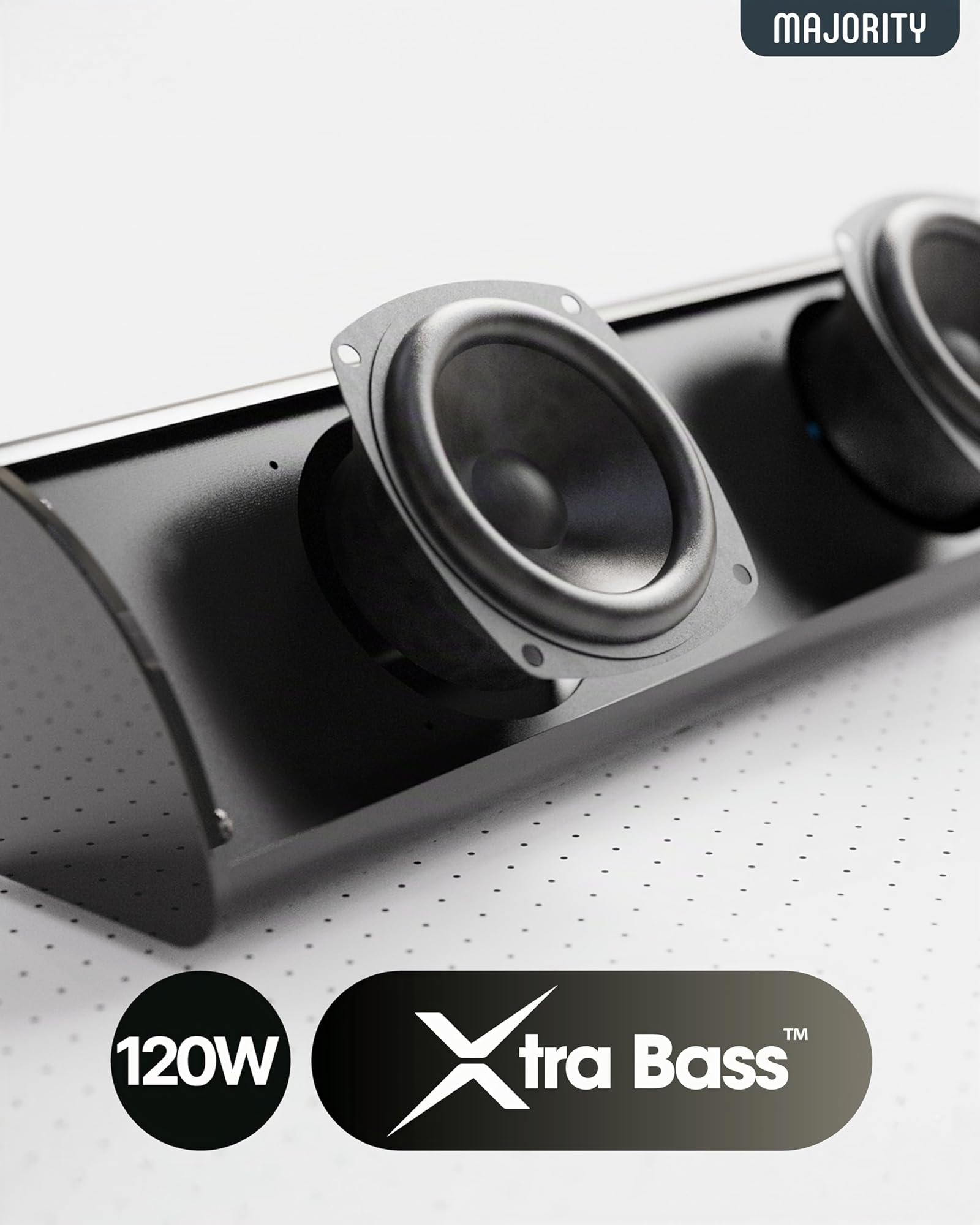 Majority Snowdon 120W Barre de Son TV Bluetooth | Enceinte TV Home Cinema 2.1 | Barres de Son avec RCA, Optique et AUX | Caisson de Basse Intégré | Montage Mural