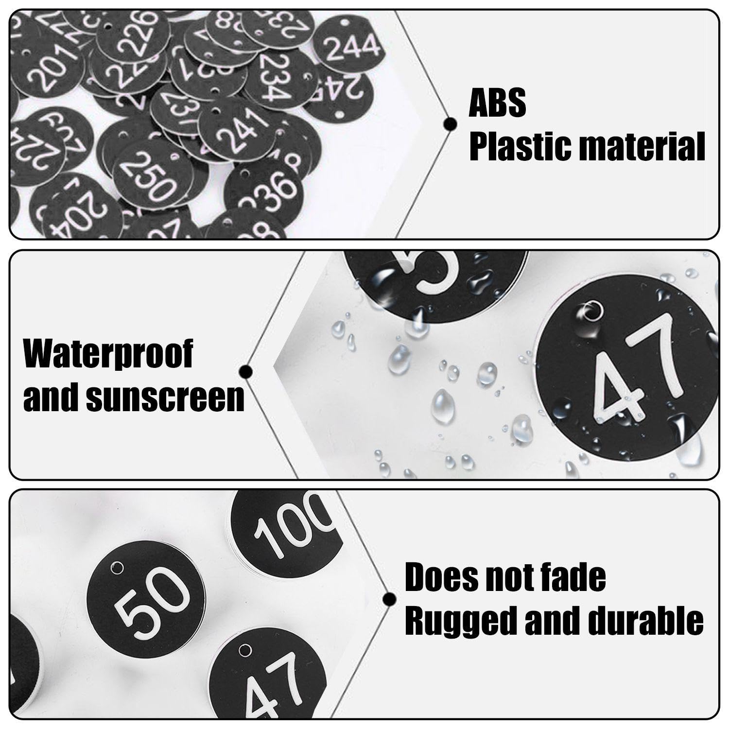 100Pcs Number Plates and 50Pcs Metal Rings, Plastic Number Plates, Number Labels, Suitable for Restaurants Hotels, Gyms - Image 3