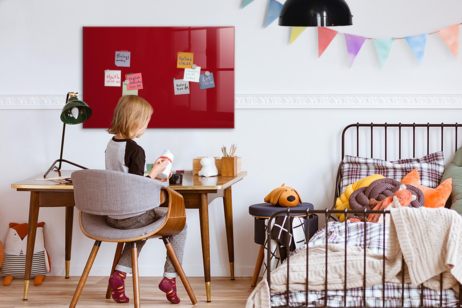 Menú y Pizarra Magnética para Restaurantes y Cafeterías 90x60 color rojo | Tablero Imantado | Cristal Templado | Mural de Pared | Placa de Acero | Cartelera Informativa | Organizador de Tareas