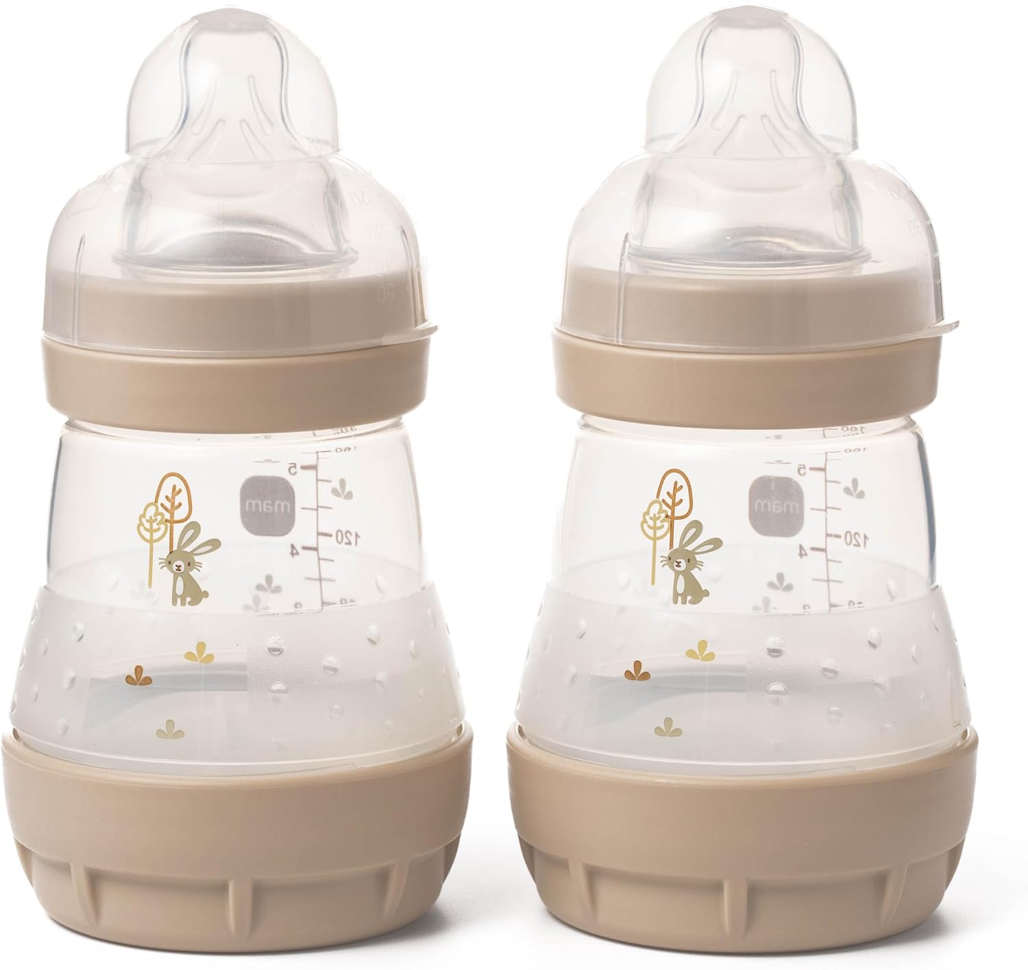 MAM East Start Anti-Colic Baby Bottles | 2 Pack (2 x 160ml) | Self-Sterilising Baby Milk Bottle | Slow Flow MAM Teats Size 1| Newborn Essentials | Unisex (Various Designs)