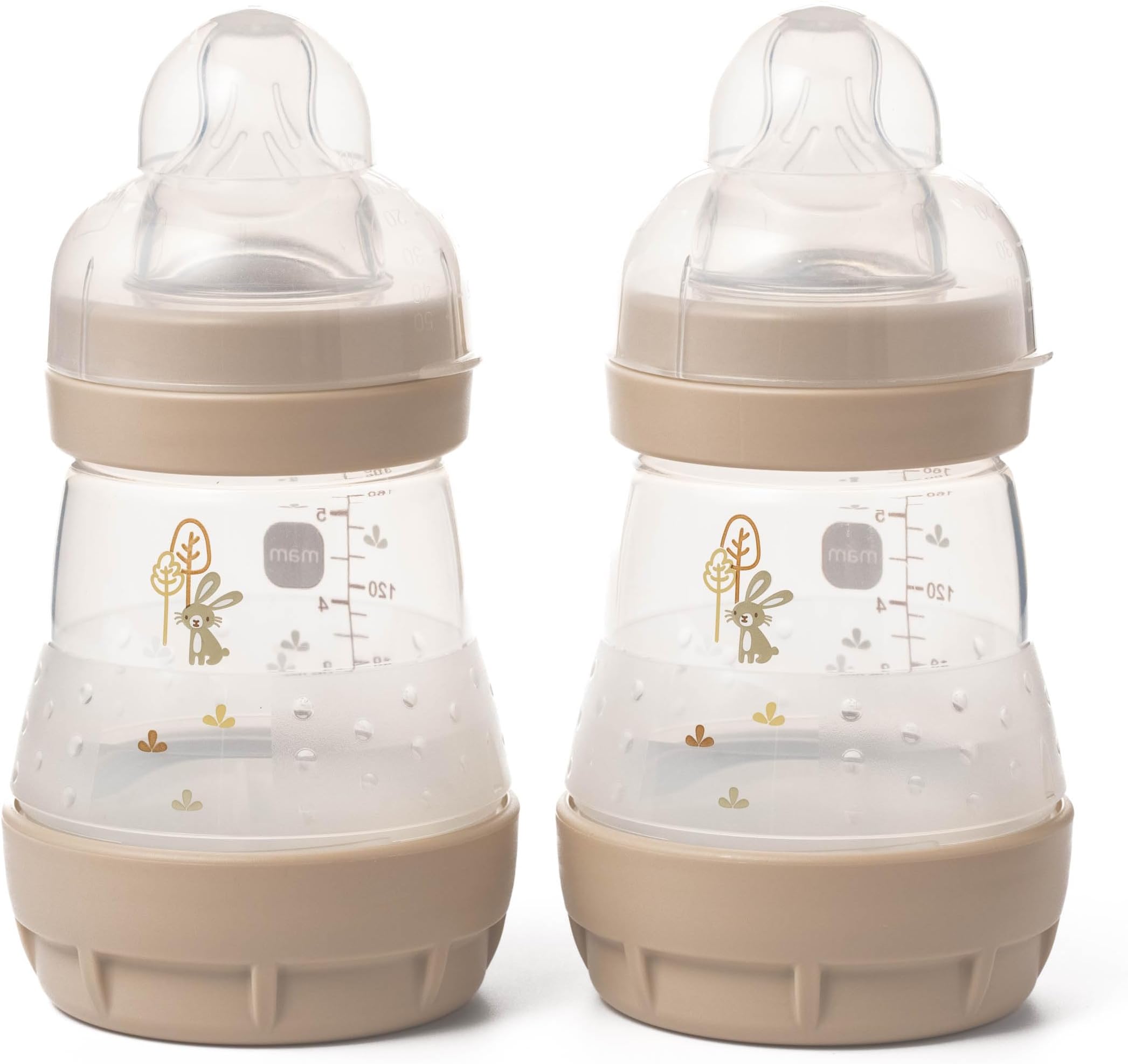 MAM East Start Anti-Colic Baby Bottles | 2 Pack (2 x 160ml) | Self-Sterilising Baby Milk Bottle | Slow Flow MAM Teats Size 1| Newborn Essentials | Unisex (Various Designs)