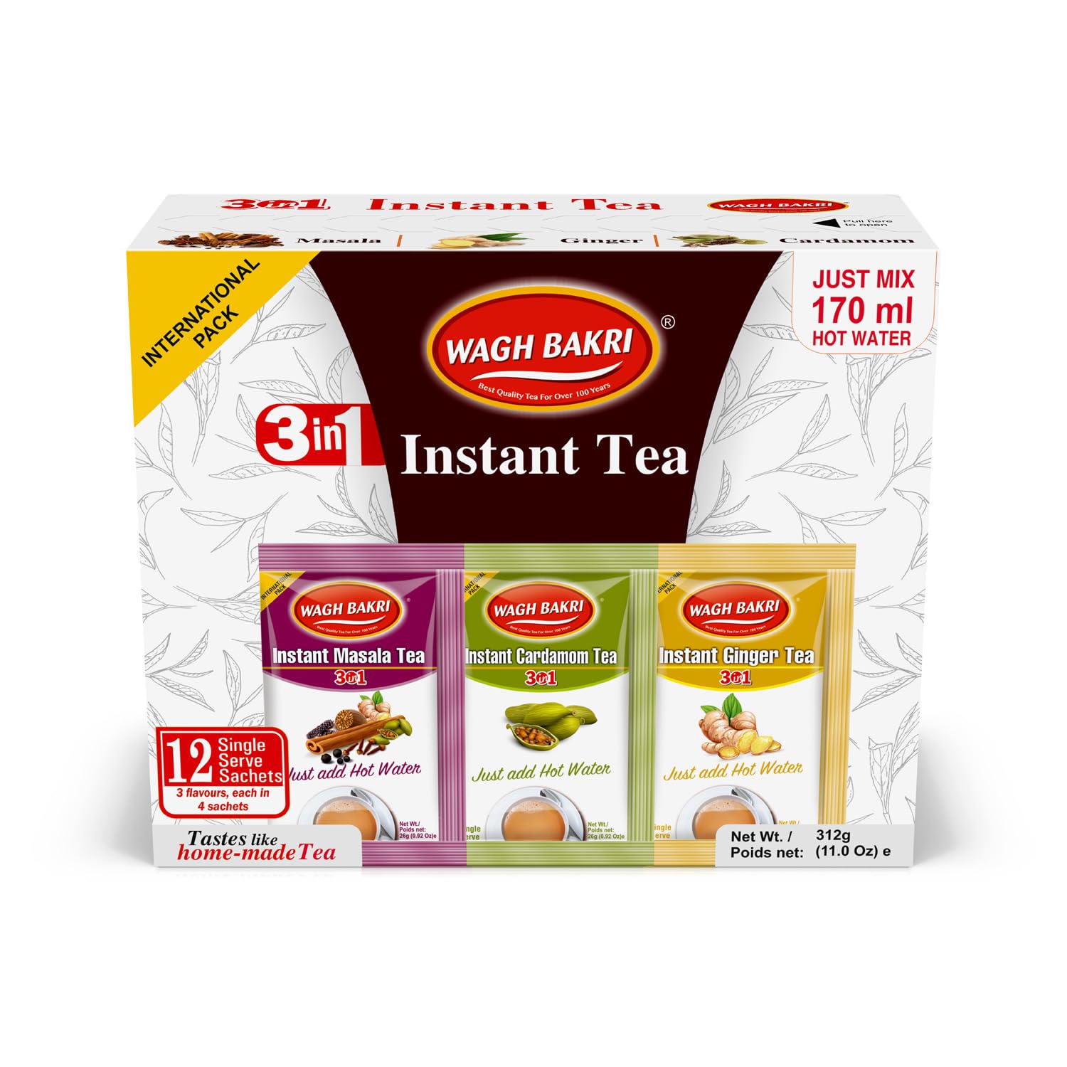 Wagh Bakri Instant Tea Premix Combo, 168 Grams, Ginger Powder