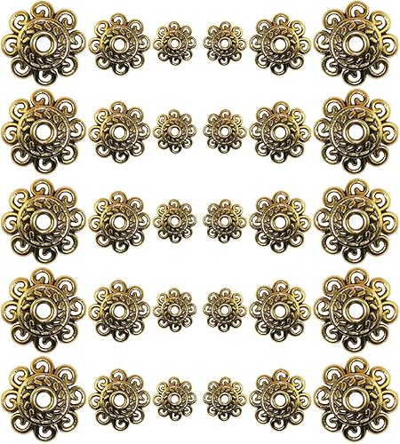 Cuentas de flores, 300 piezas de cuentas espaciadoras, tapas de cuentas doradas de Bali, pulseras de flores, tapas de aleación para manualidades,