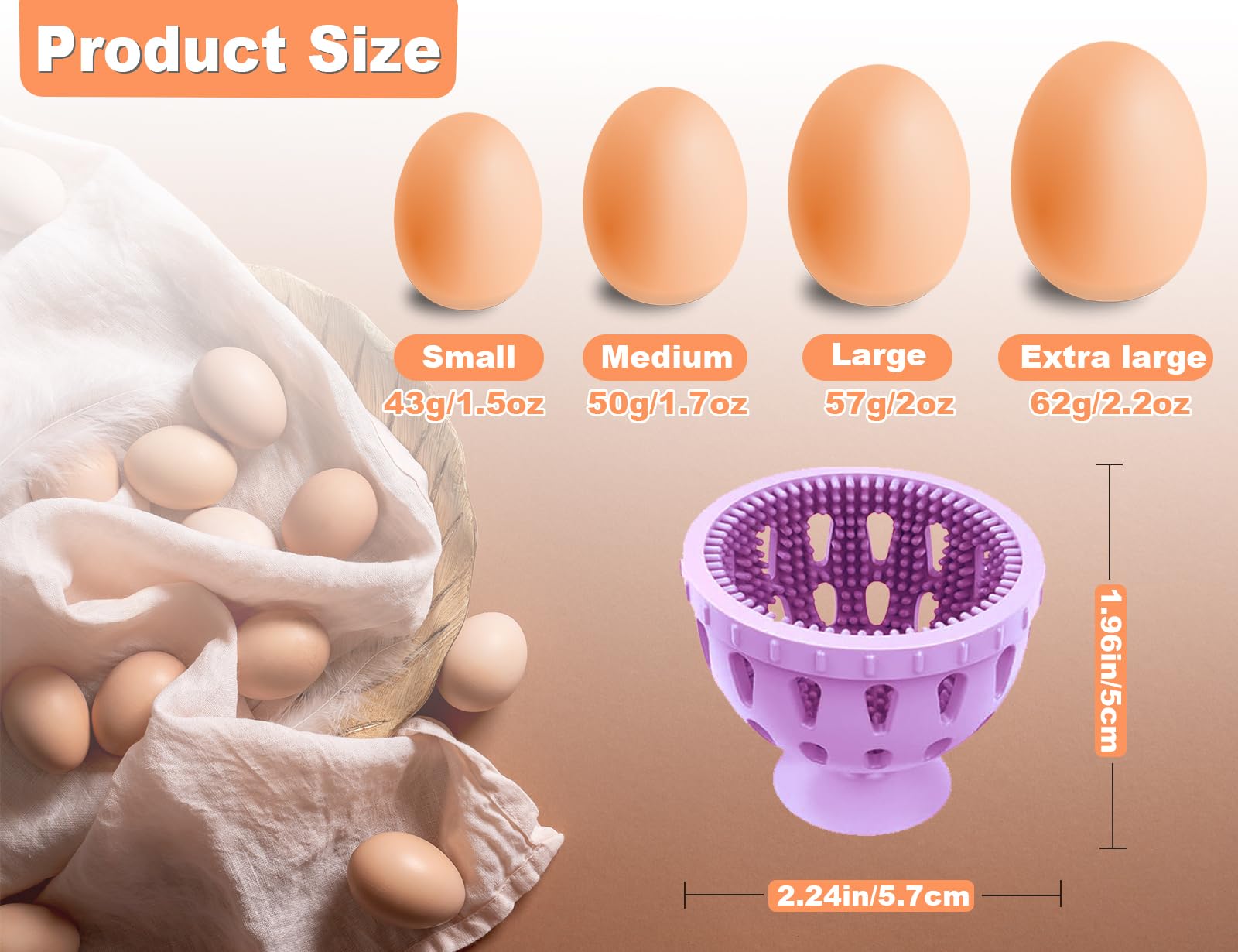 Silicone Egg Cleaning Brush - Efficient Egg Washer Tool for Sparkling Clean Eggs - Egg Cleaner for Fresh Eggs-Violet