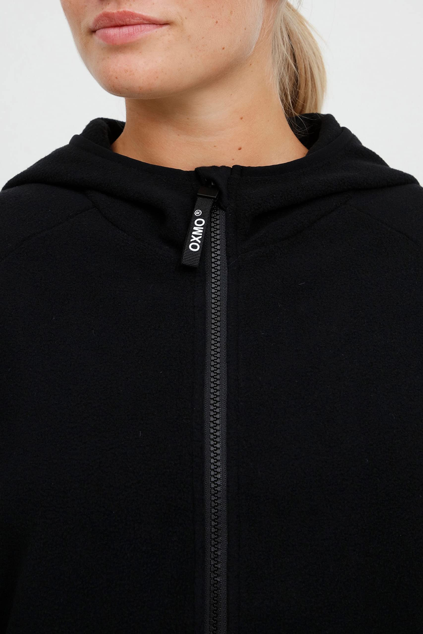 OXMO OXFinja Damen Fleecejacke Sweatjacke Jacke mit Kapuze Reißverschlusstaschen Regular fit