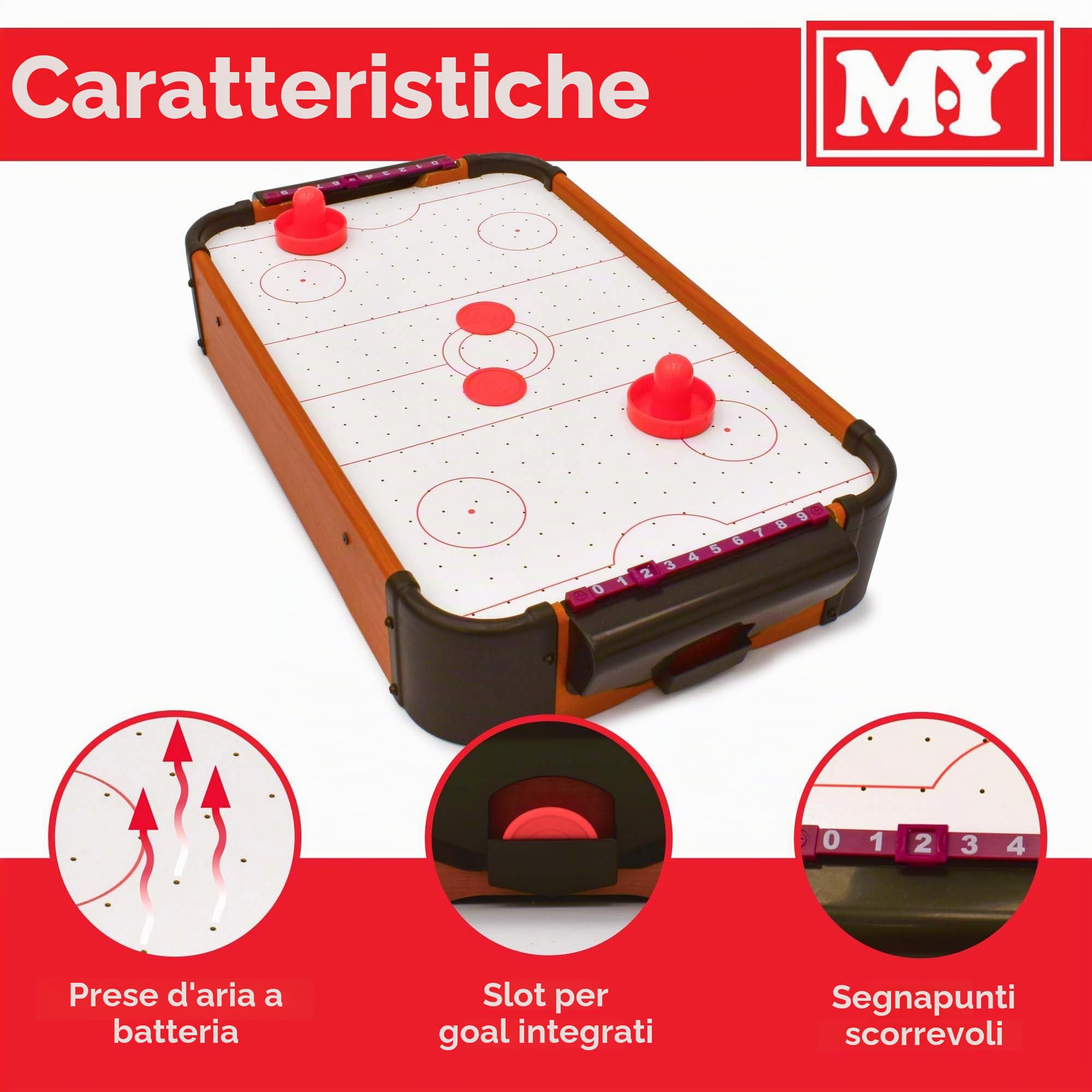 M.Y 55 x 31 cm Tavolo Air Hockey – Compatto gioco portatile per bambini e adulti, divertente intrattenimento da tavolo al coperto