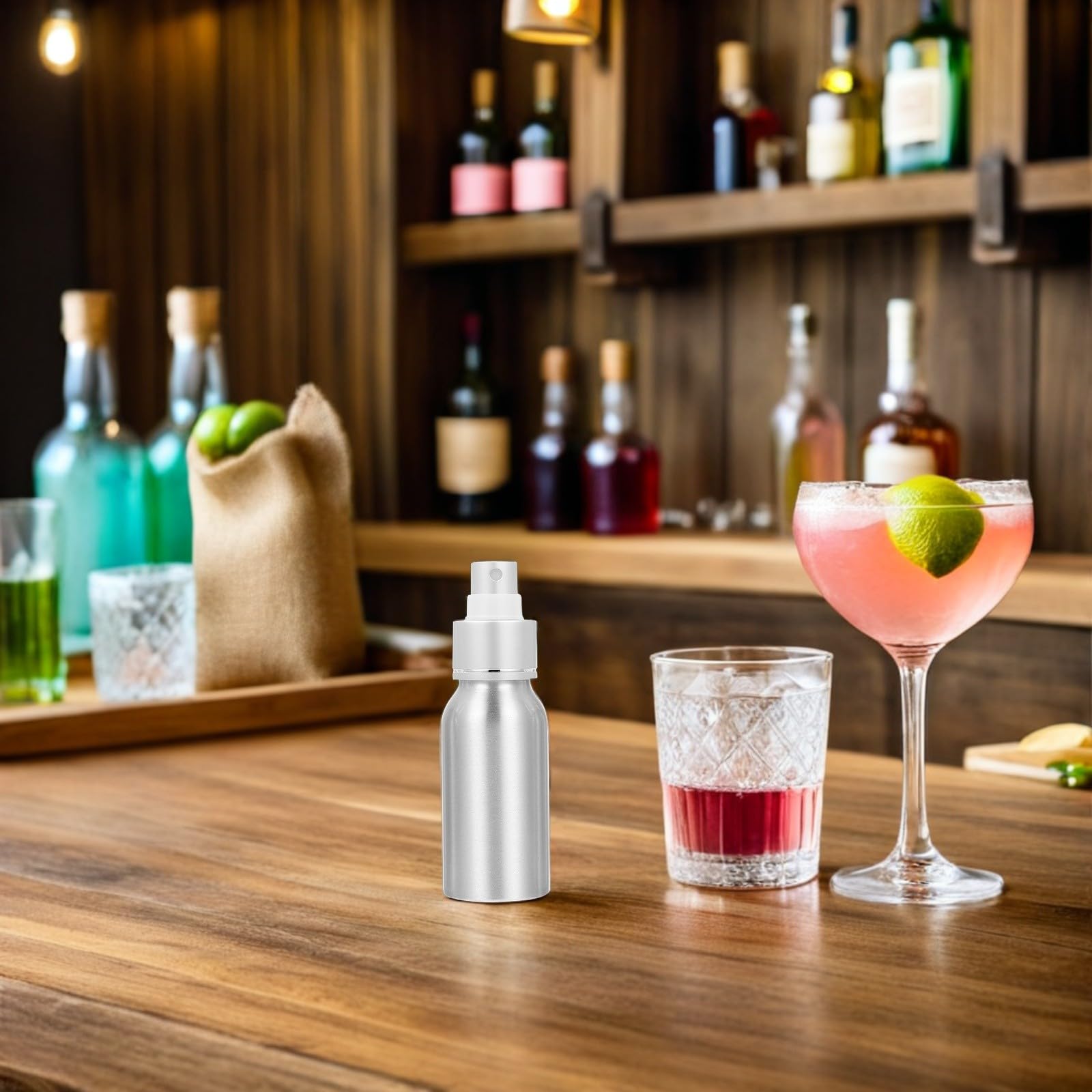 2 Stück 50ml Wiederbefüllbare Sprühflasche aus Aluminium und Pp | Silberfarbig, Tragbar für Riegel und Home Bar, Geeignet für Wasser und Duftstoffe