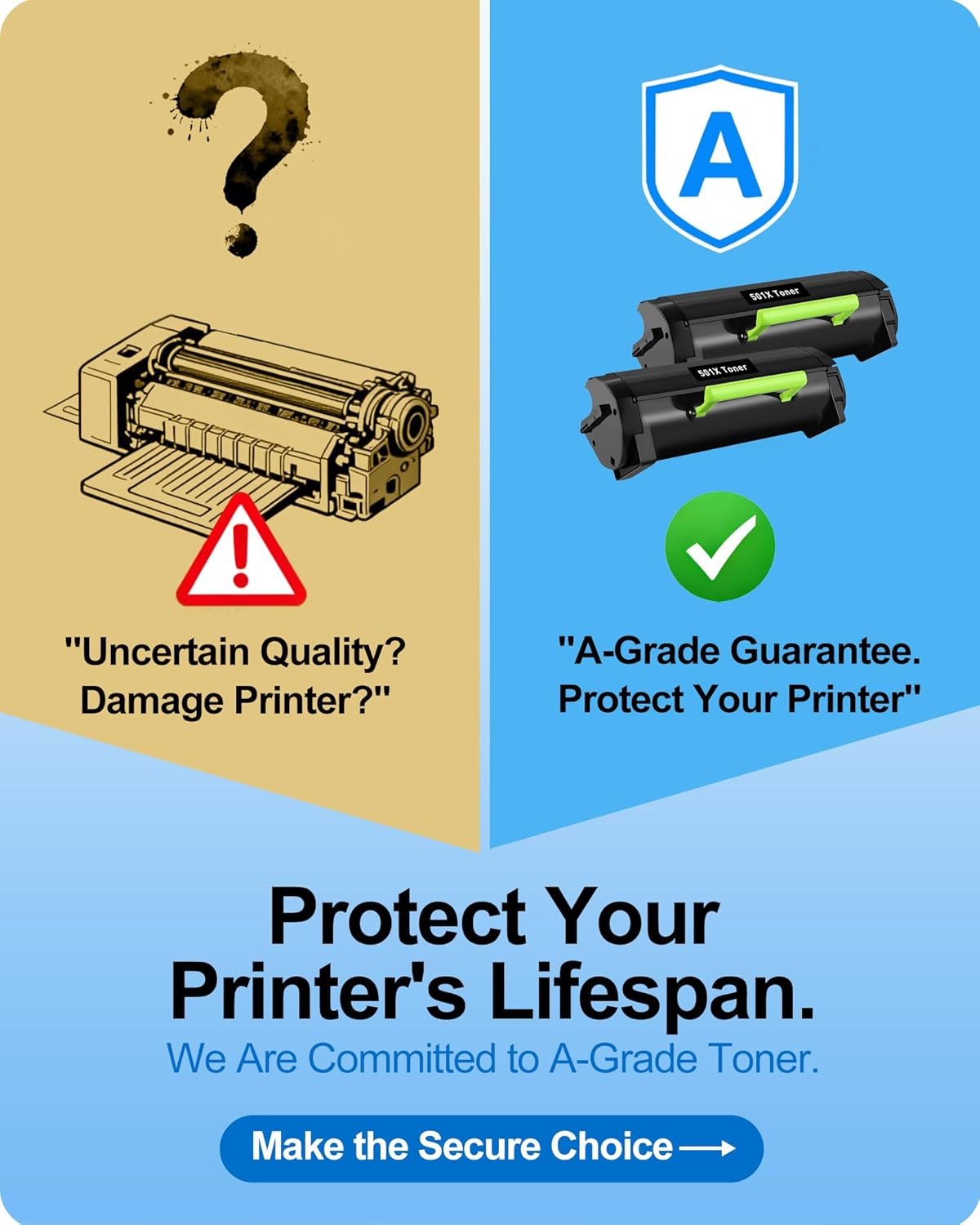 MasaiMara 50F1X00 501X Toner Cartridge for Lexmark MS410d MS410dn MS415dn MS510dn MS510dtn MS610de MS610dn MS610dte MS610dtn MX310dn MX410de MX510de MX511de MX511dhe MX511dte MX610de MX611de Printer