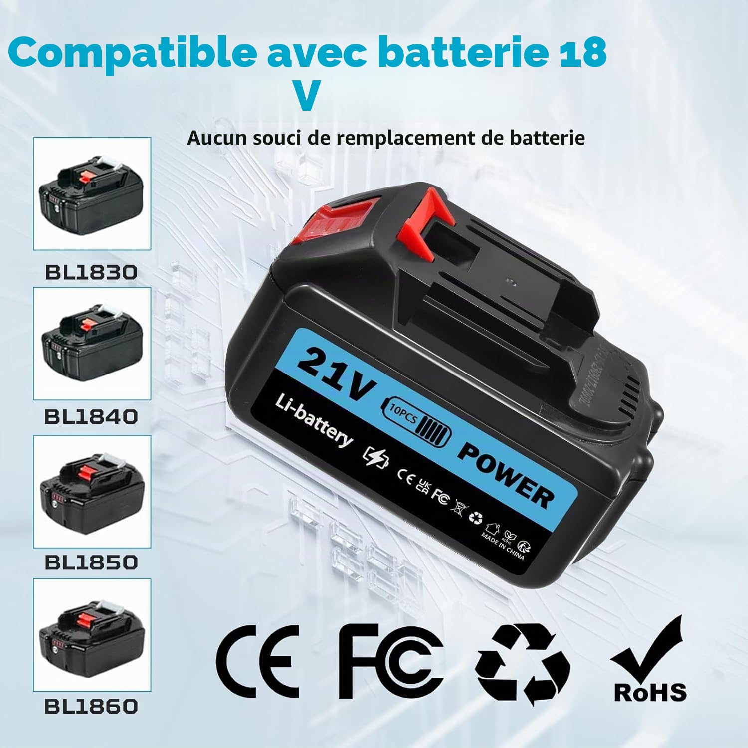 Nettoyeur à Pression sans Fil 6 en 1 Buse avec 2 * 3.0Ah Batterie 21V | Nettoyeur Haute Pression Portable 120 Bar 3.4GPM 3 Vitesses Buse 5m Tuyau Chargeur pour Voiture Jardin Arrosage