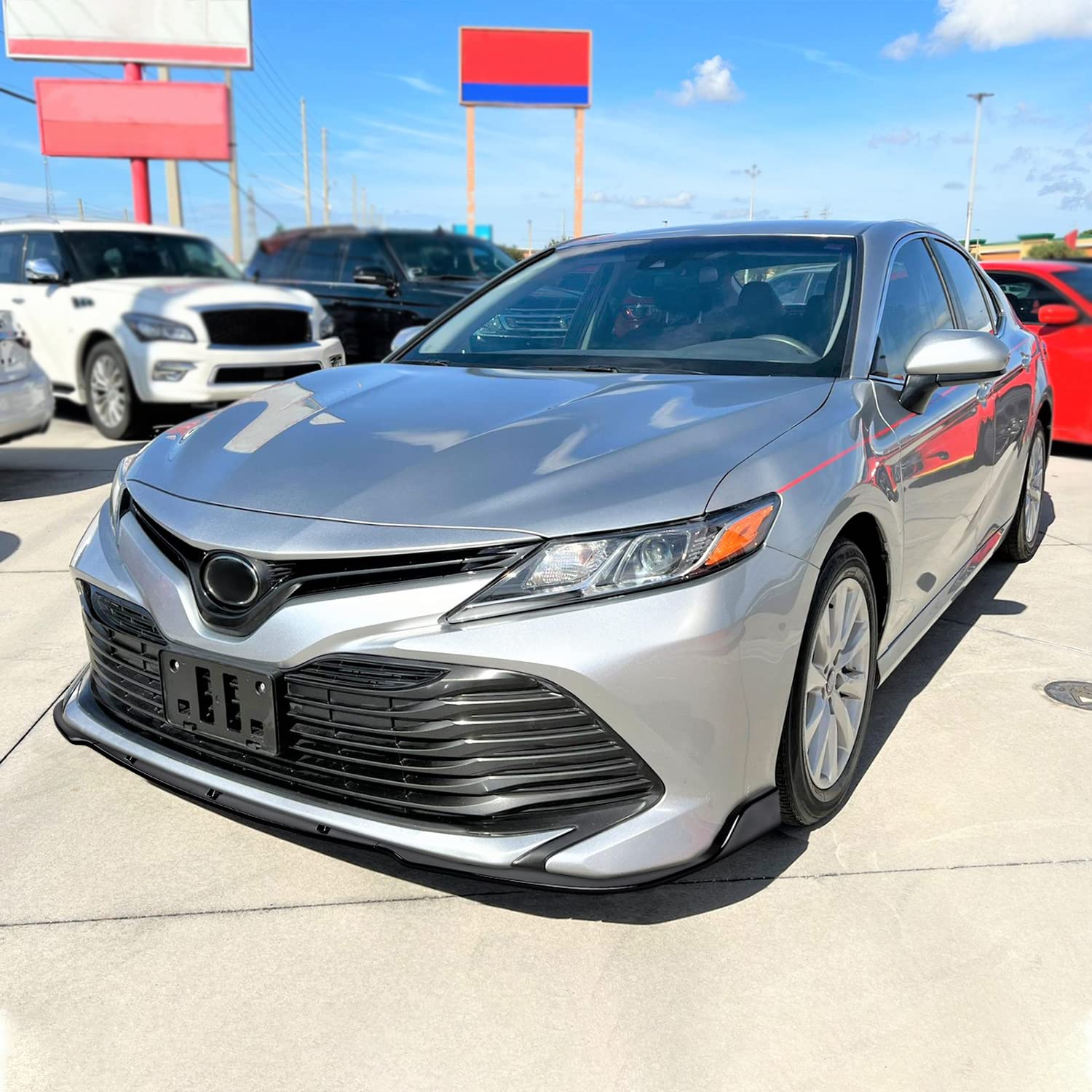 Spec-D Tuning Glossy Black Front Bumper Lip Spoiler Splitter 3PC Compatible with 2018-2020 Toyota Camry