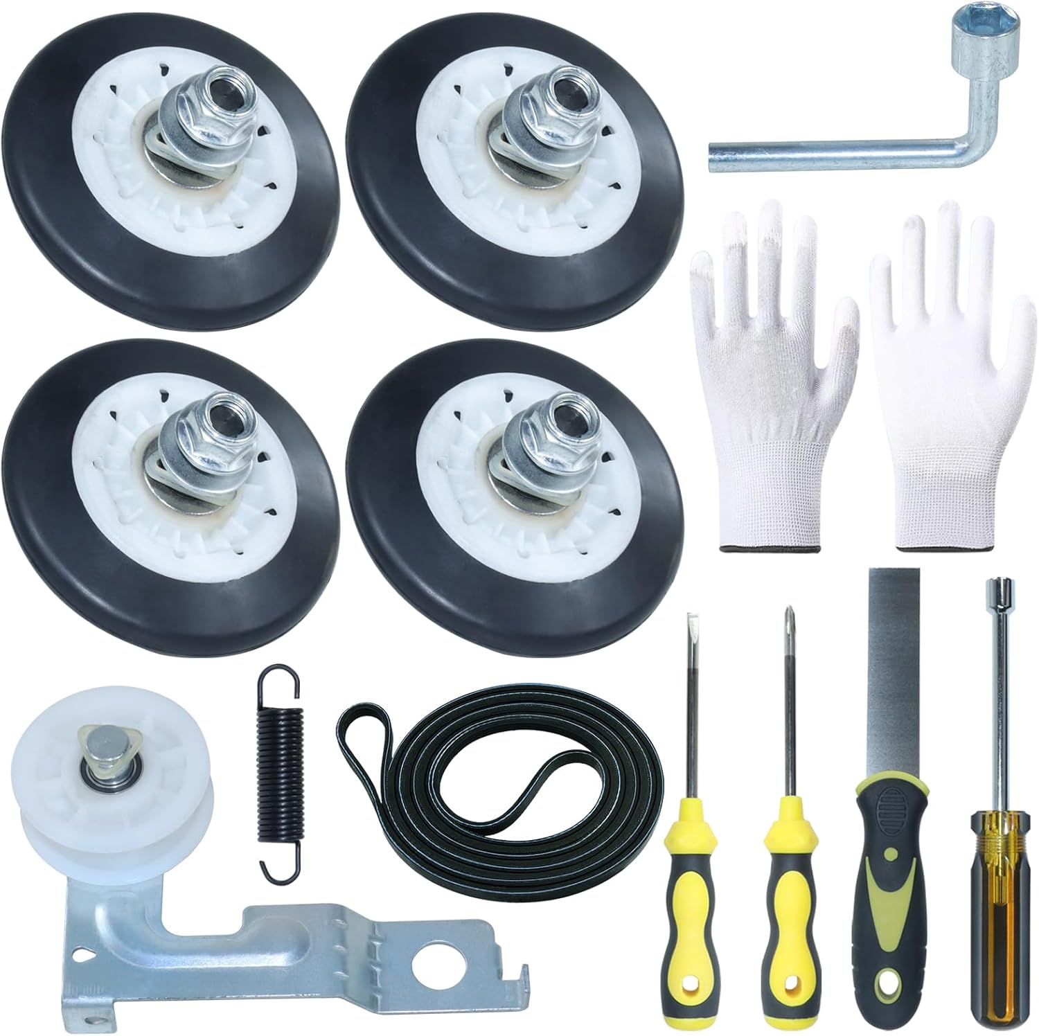 4581EL2002C Dryer Repair Kit dryer roller kit Includes 4400EL2001F Dryer Belt, 4561EL3002A Idler Pulley Assembly, 4581EL2002C Dryer Drum Roller for LG Kenmore Dryers DLE0442W DLE2514W DLE2516W