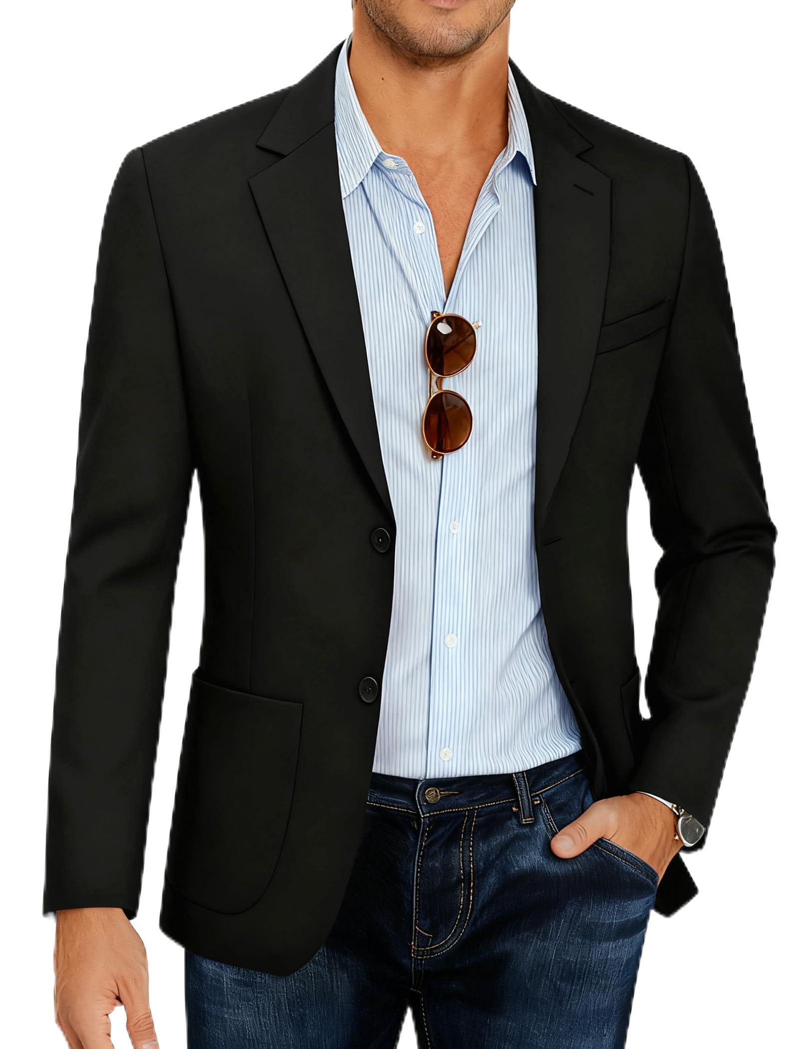 Mens Casual Blazer Sport Coat Lightweight Two Button Business Suit Jackets
