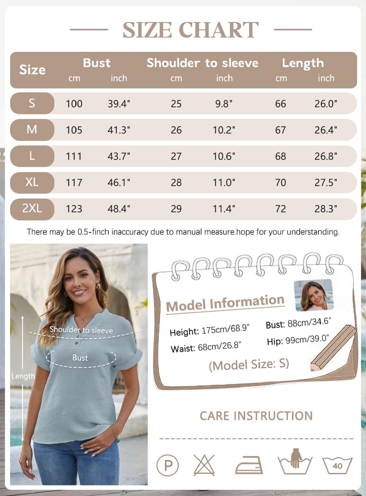 Yutdeng Camicia Donna Estiva Manica Corta Camicetta in Lino Cotone Leggero Elegante Blusa Top Scollo a V Maglietta con Bottoni Moda Casual Tinta Unita T-Shirt Comodo Vacanza Maglietta