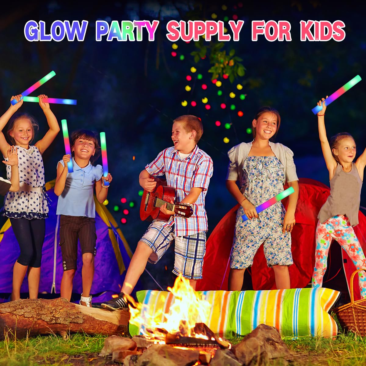 48 Schaumstoff-Leuchtstäbe für Party-Paket: Hochzeits-Essentials, Partyzubehör, Großpackung – 3 Modi, bunt, blinkende LED-Leuchte – Tanzboden-Requisiten für Geburtstag, Halloween, Karneval, Raves