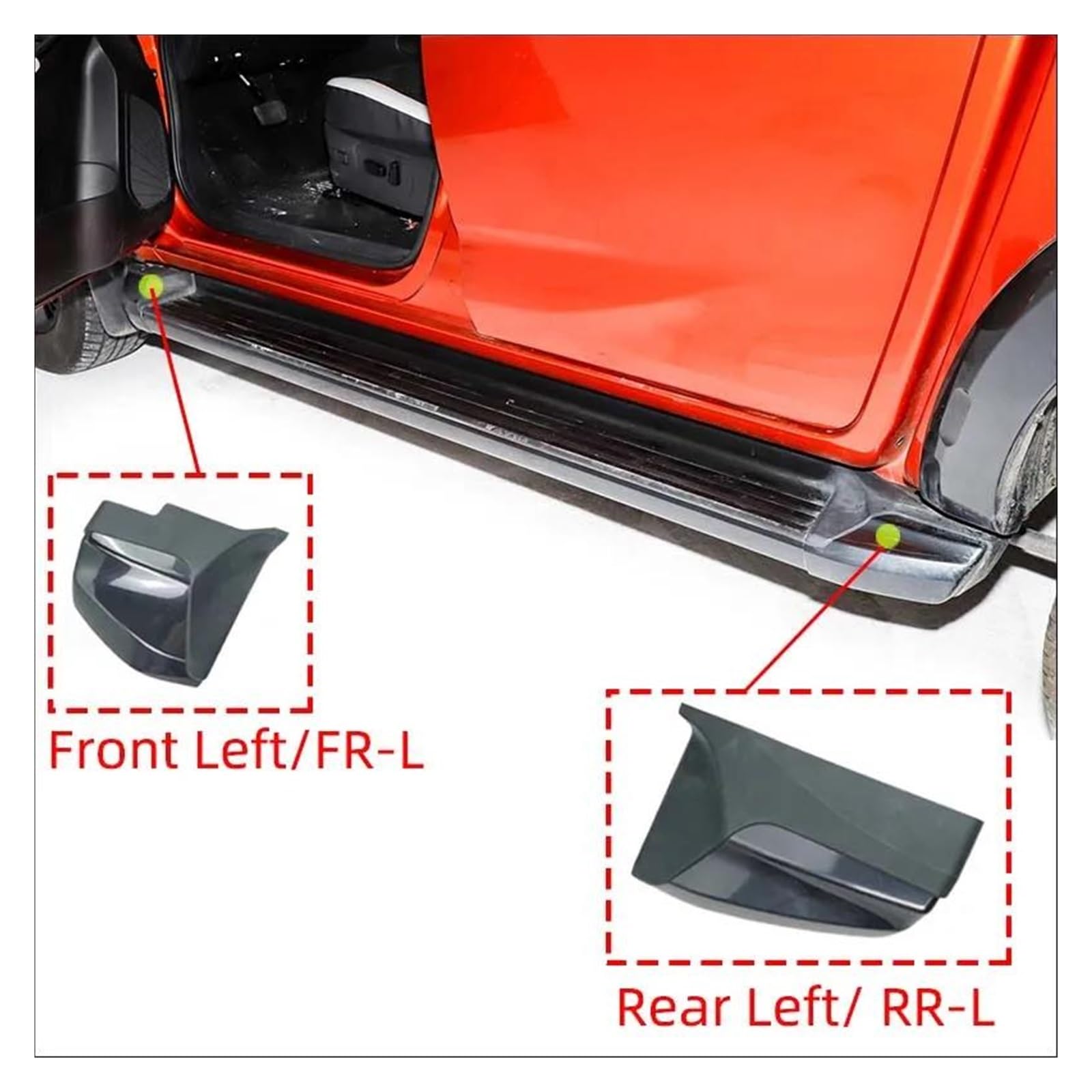Divisor para Isuzu para D-MAX D MAX RG 2021-2024 Accesorios para Estribos Tapa Superior/Extremo Tapa Extremo Estribo Lateral Puerta Automóvil Faldón Lateral(Gray Front Left)
