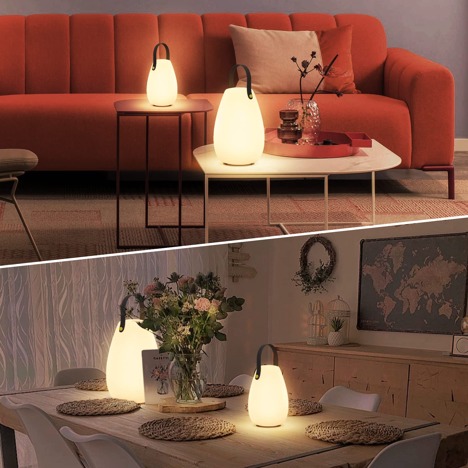 MALUX 2 Stück LED Outdoor Lampe Kabellose Tischlampe Dimmbare IP44 Campinglampe mit Fernbedienung für Garten Terrasse Balkon Hof Camping Ferienhaus