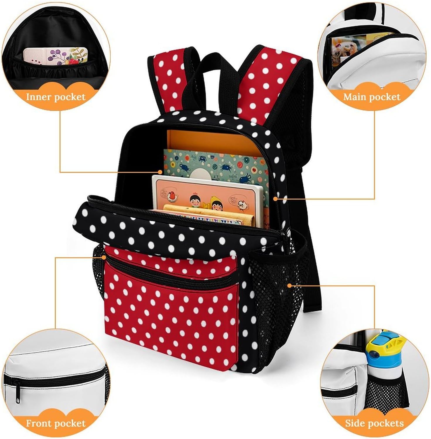 Cute Red Backpack for Girl Bowknot Polka Dot Mini Mouse Backpacks for Toddler Little Girl Backpack Kids Small Travel Backpacks Convertible Shoulder Bag Purse for Children Daypack