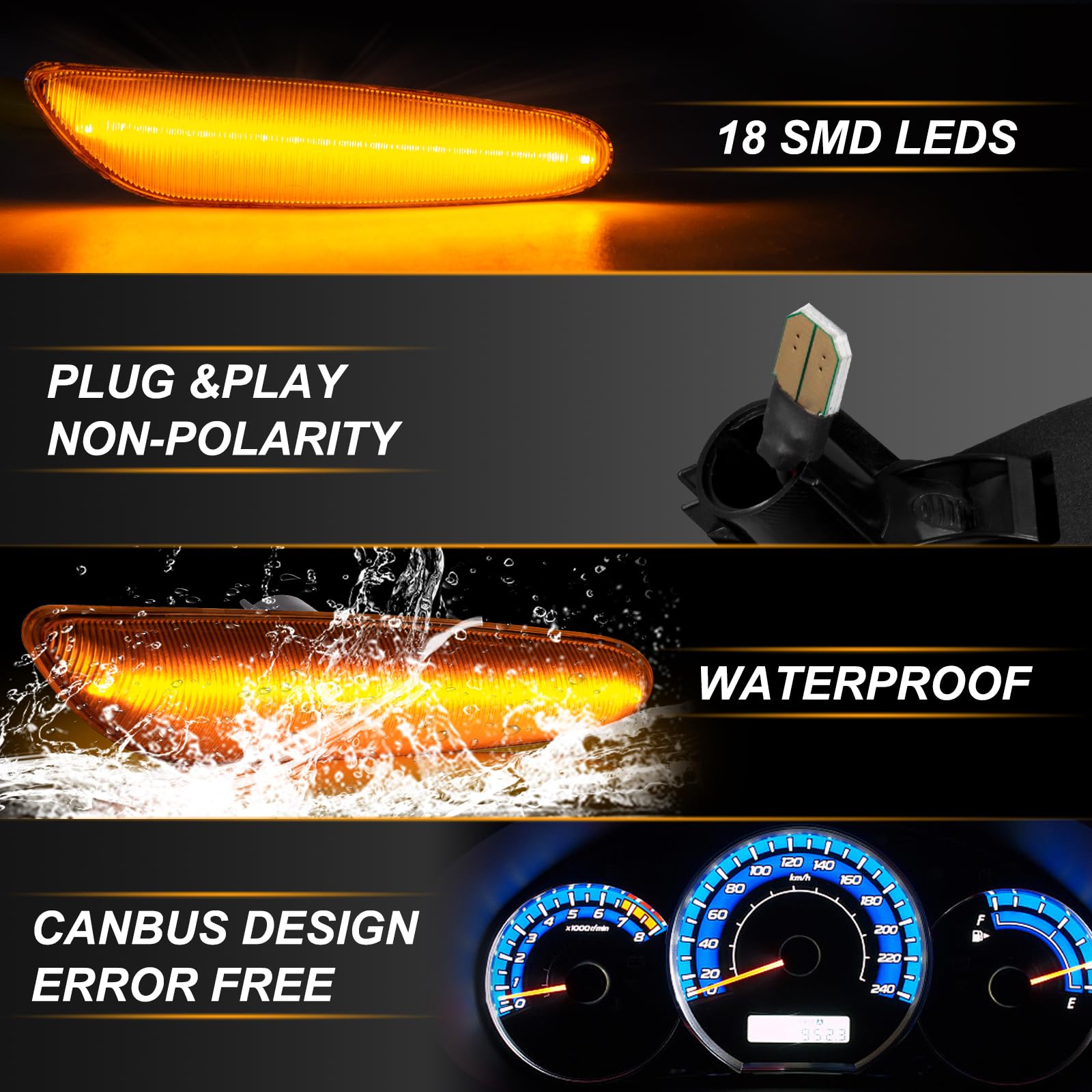 CLIGNOTANTS LATÉRAUX LED FUMÉE pour BMW E90 / E91 E92 / E93 2005 - 2013
