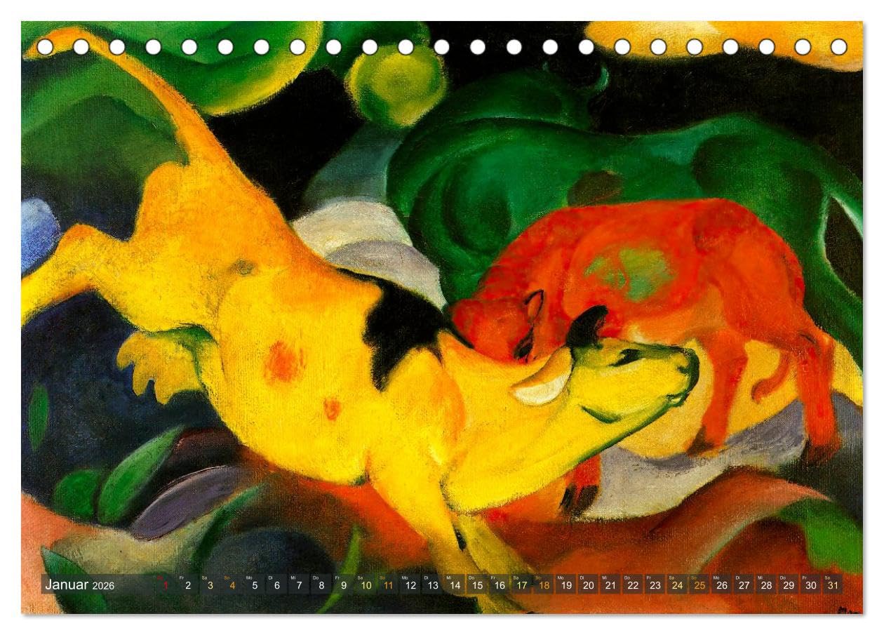Expressionistische Tierwelten (Tischkalender 2026 DIN A5 quer), CALVENDO Monatskalender: Leuchtende Tiere in expressiven Farben