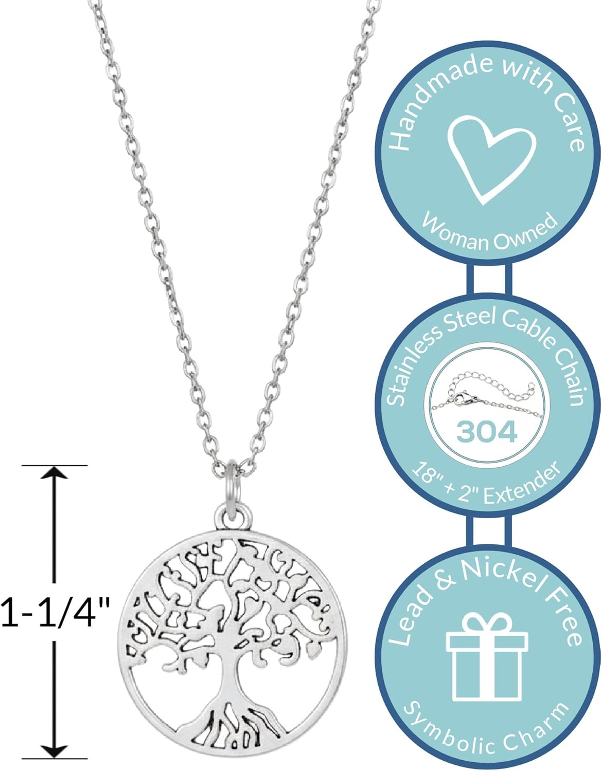 EnCharmed Stainless Steel Tree of Life Necklace, Handmade Celtic Charm Jewelry - Image 2