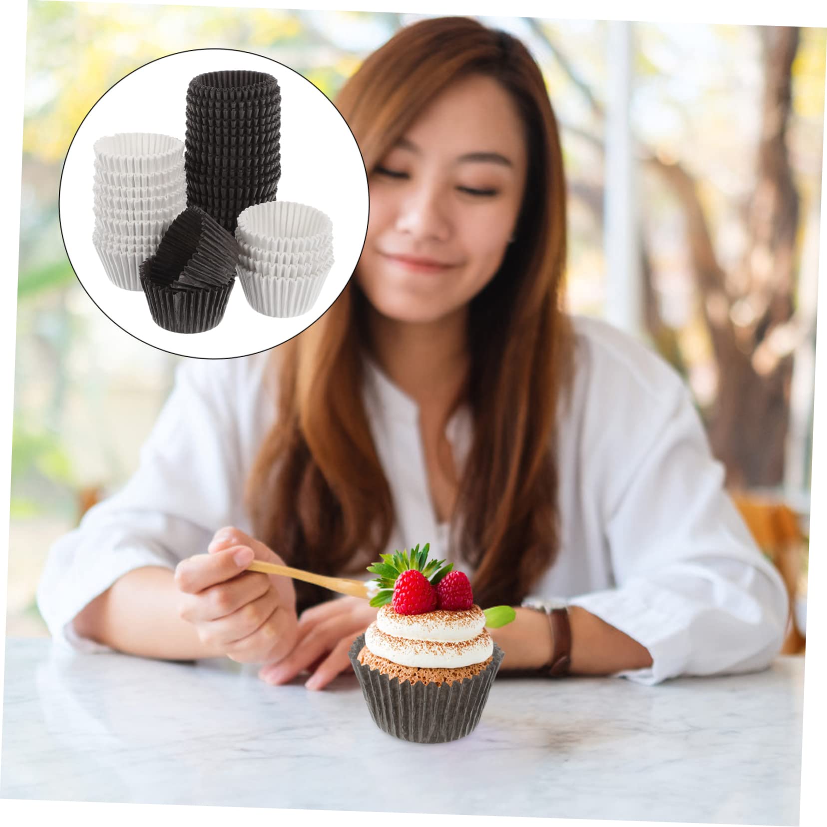 HEMOTON 1000 Piezas de Molde de Papel para Muffins y Vaso de Papel para Cupcakes Resistente Grasa para Fiestas de Graduación y Bodas